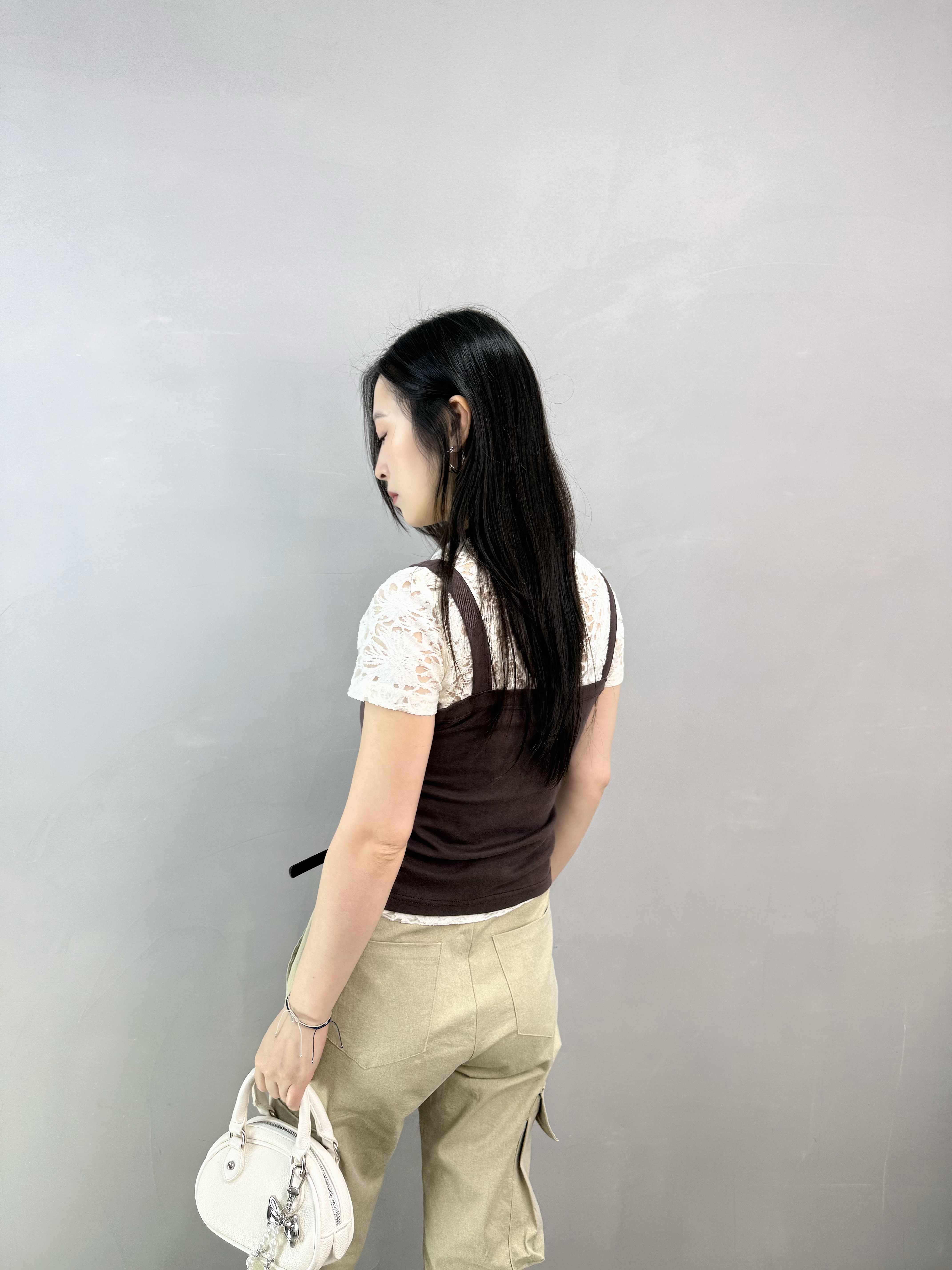 M68 通花網Tee+吊帶Set