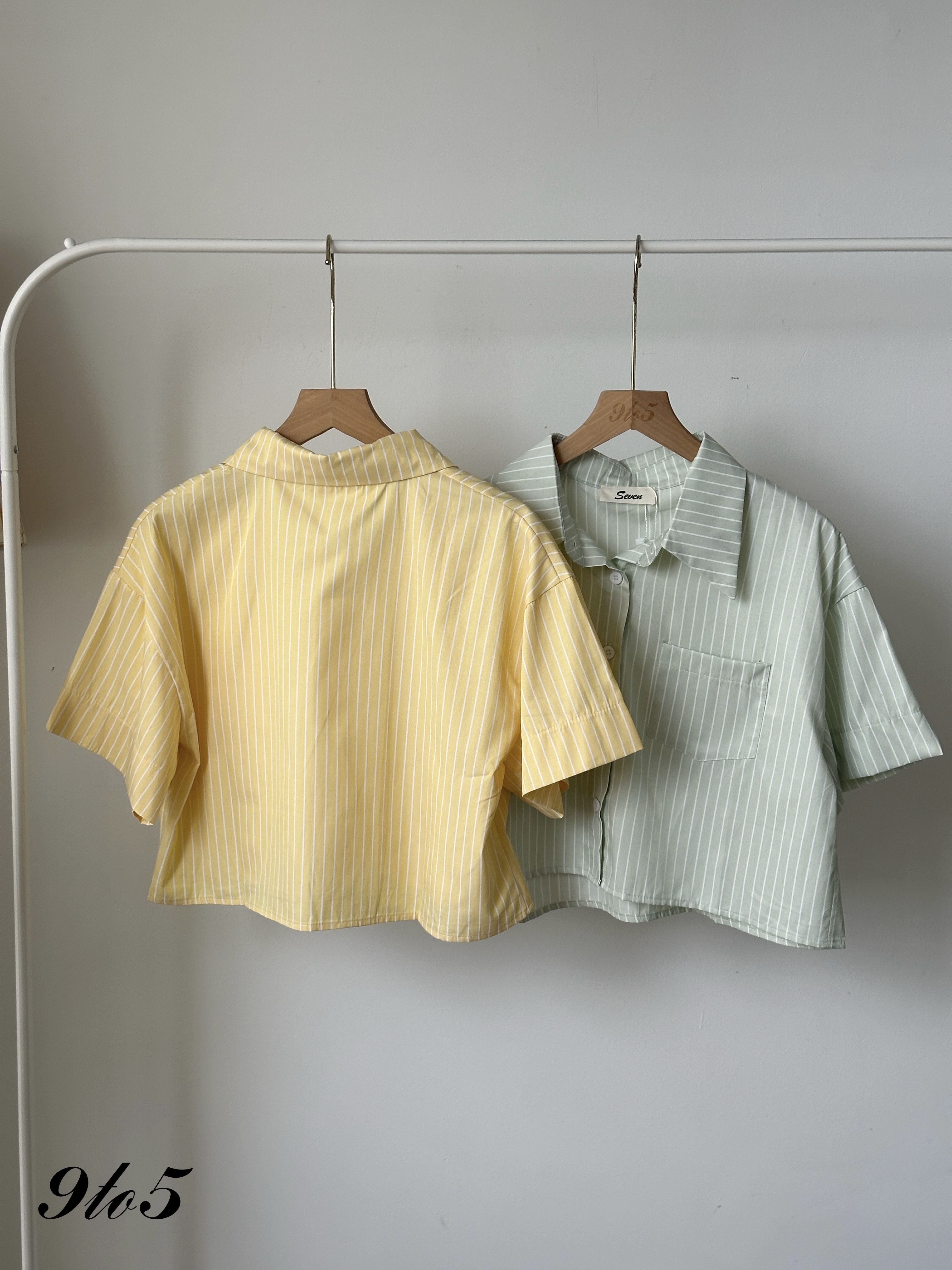 T4084 Stripe Crop Shirt - 4 Colors 