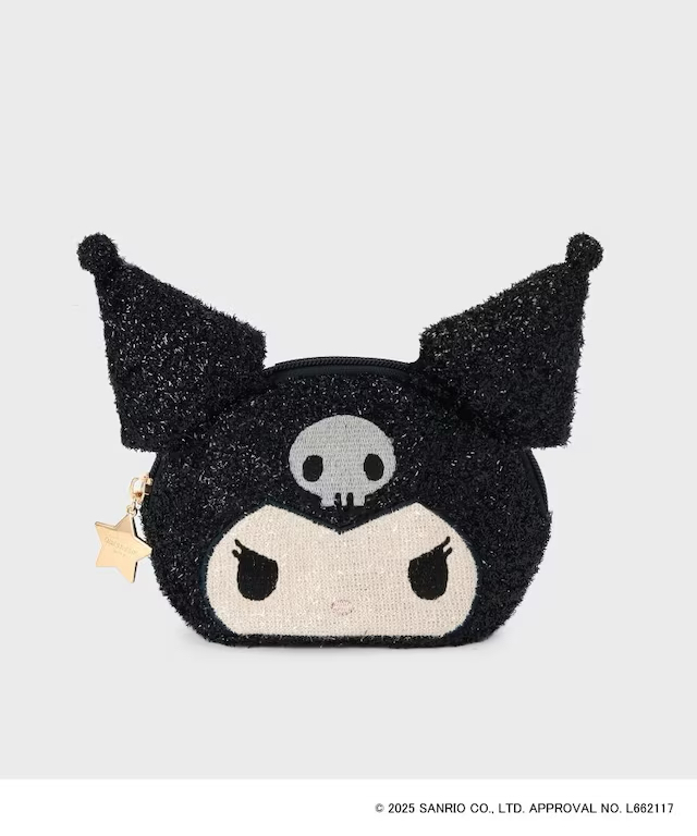 日本服裝品牌-OPAQUE.CLIP X MELODY KUROMI 閃閃斜孭袋/化妝袋