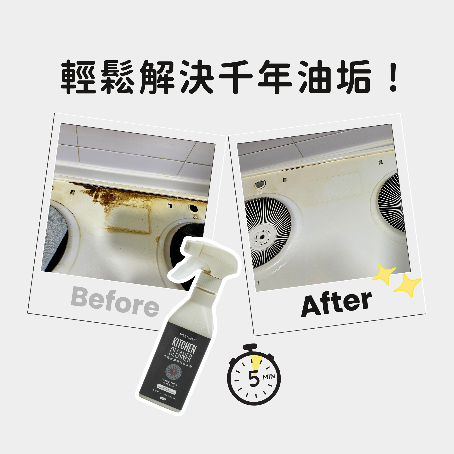 \ ℕ𝔼𝕎! / HYGINOVA 生物糖脂廚房除油劑