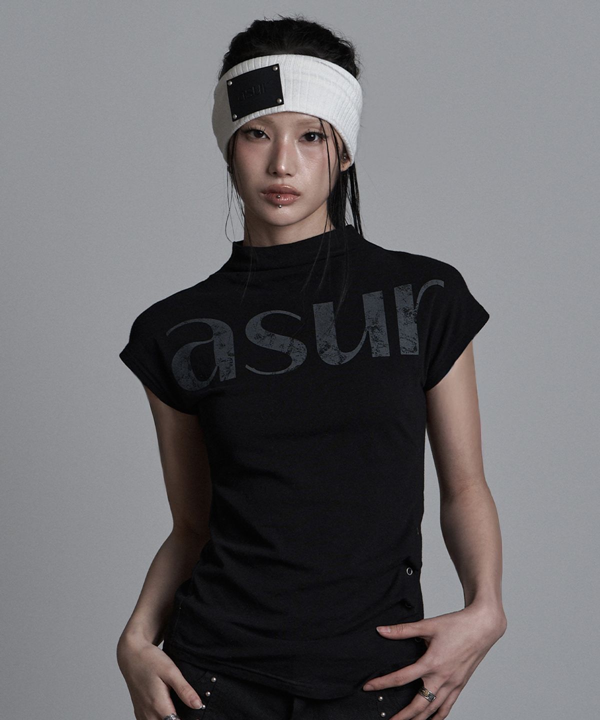 🇰🇷訂購｜asur 26SS｜Side snap half-neck t-shirt 3色 