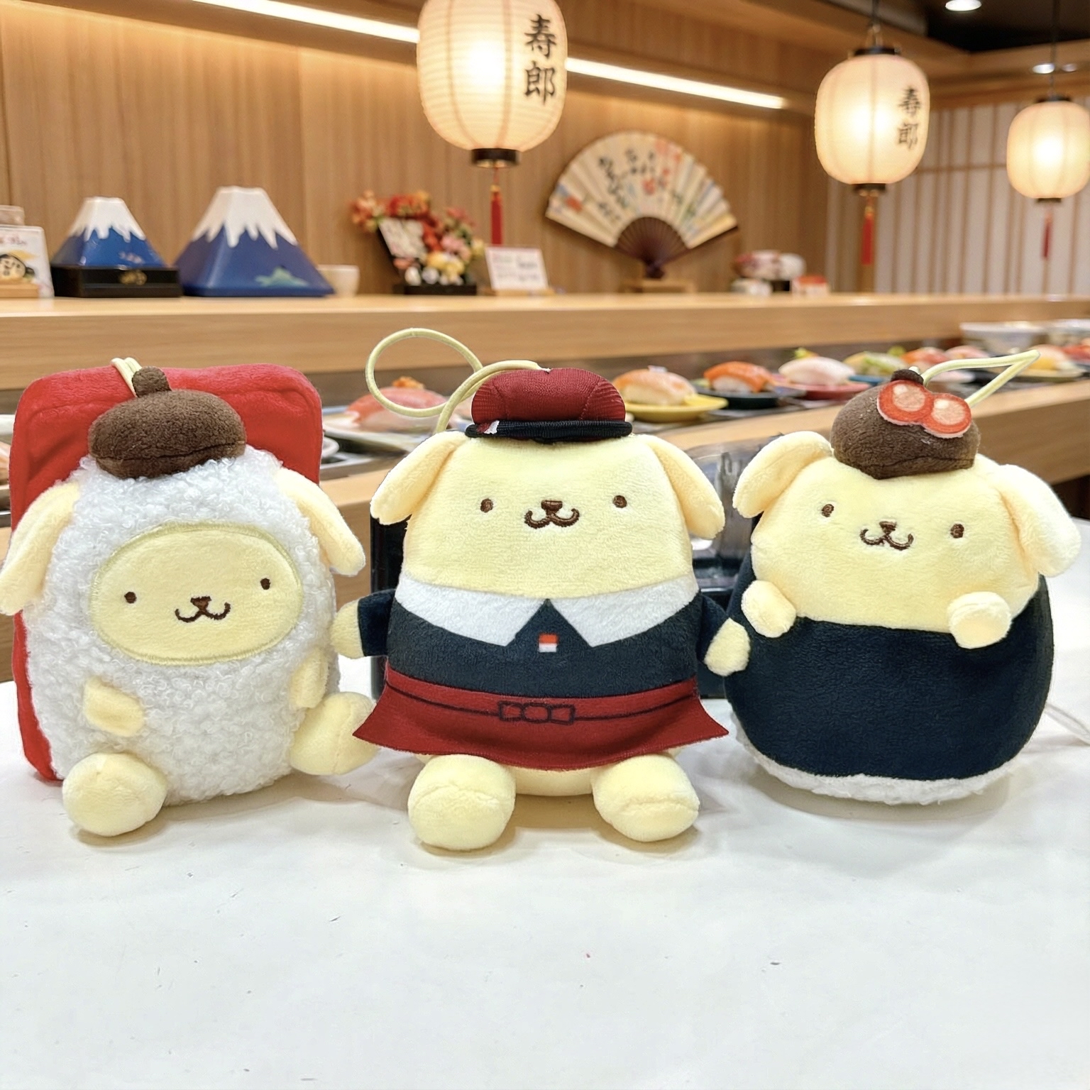 日本版-壽司郎 聯成布甸狗 限定版公仔掛飾 ccc