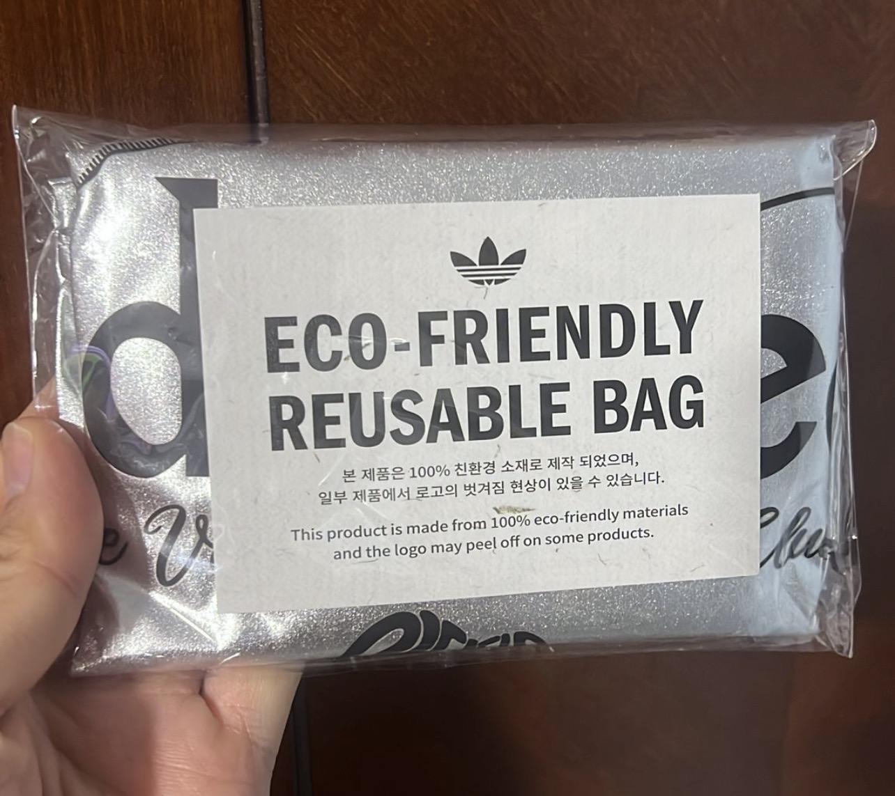 💟現貨💟🇰🇷韓國聖水洞限定ADIDAS 型格銀色愛神邱比特💘ECO BAG