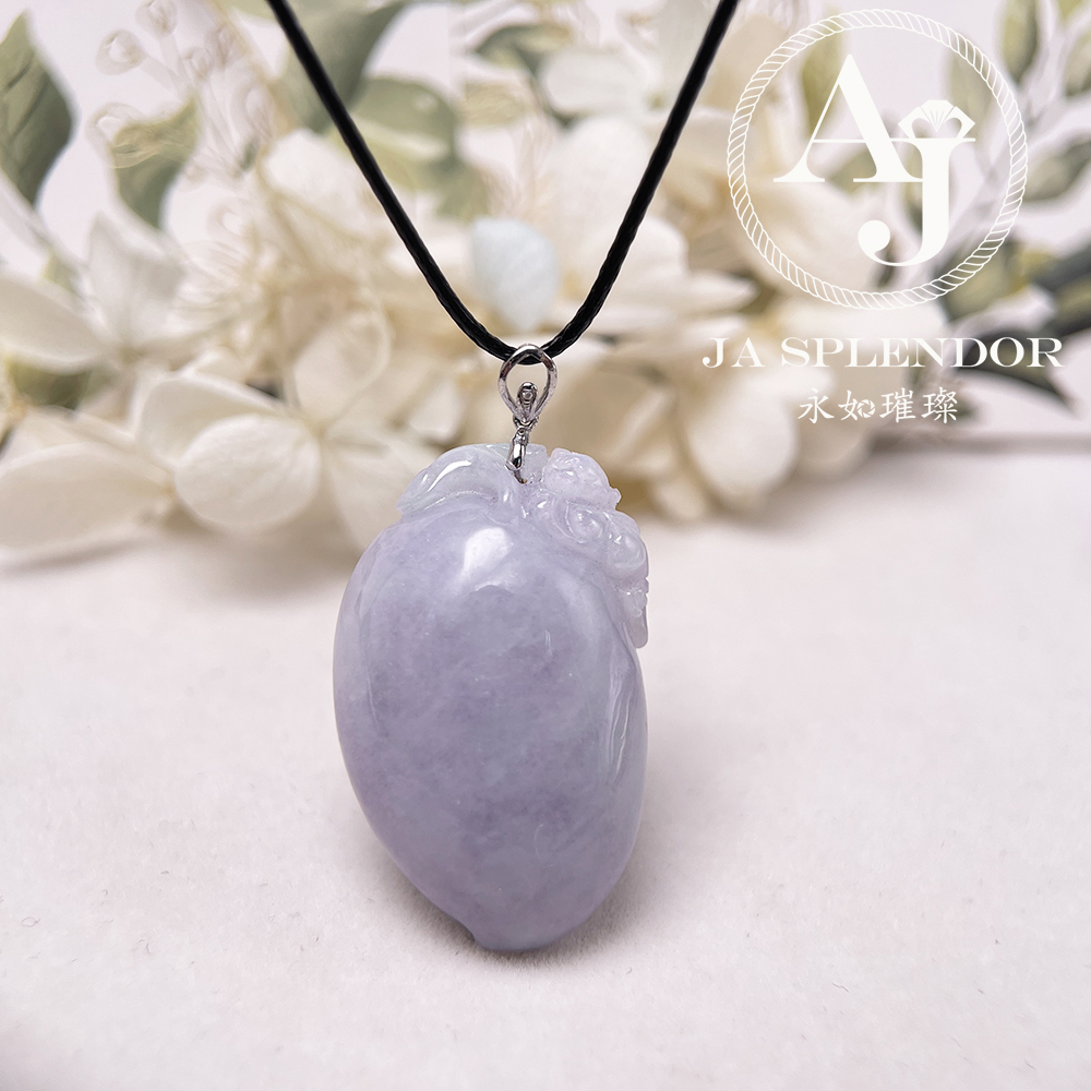 JNK-91 天然翡翠A玉 【猴】冰糯紫羅蘭靈猴獻壽18K吊墜
