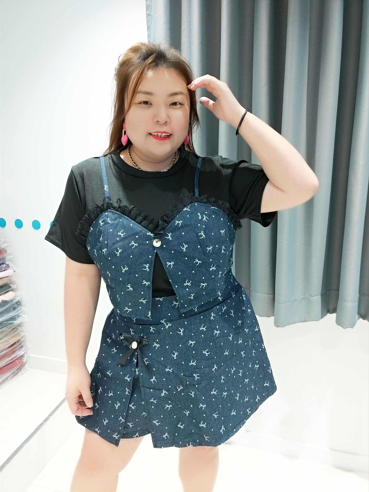 DOD09 小蝴蝶结图裤裙套装