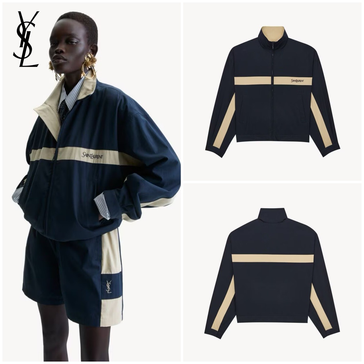 【頂級】YSL Saint Laurent  Jacket in Cotton 立領拉鍊外套
