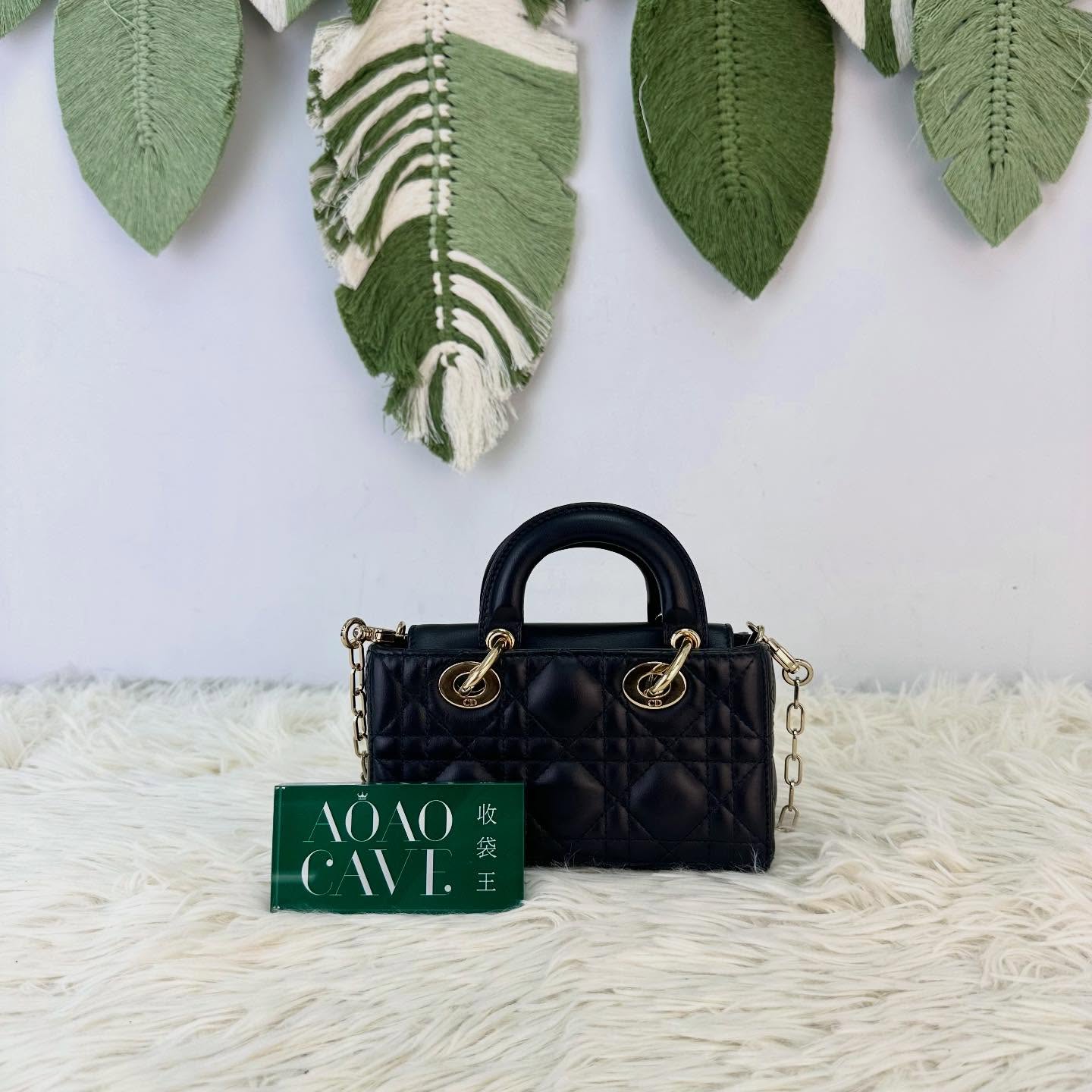 DIOR🤍PRE OWNED Lady D-Joy 黑金羊皮 Micro Size 全套有盒🖤