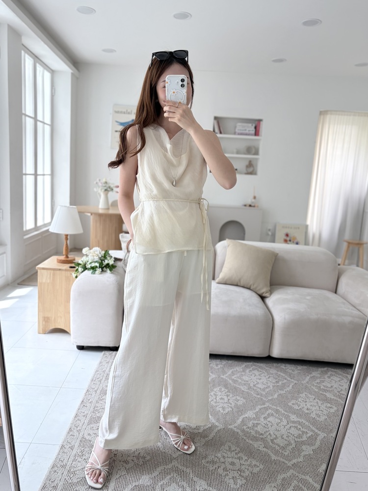 Draped Airy Blouse (Cream)