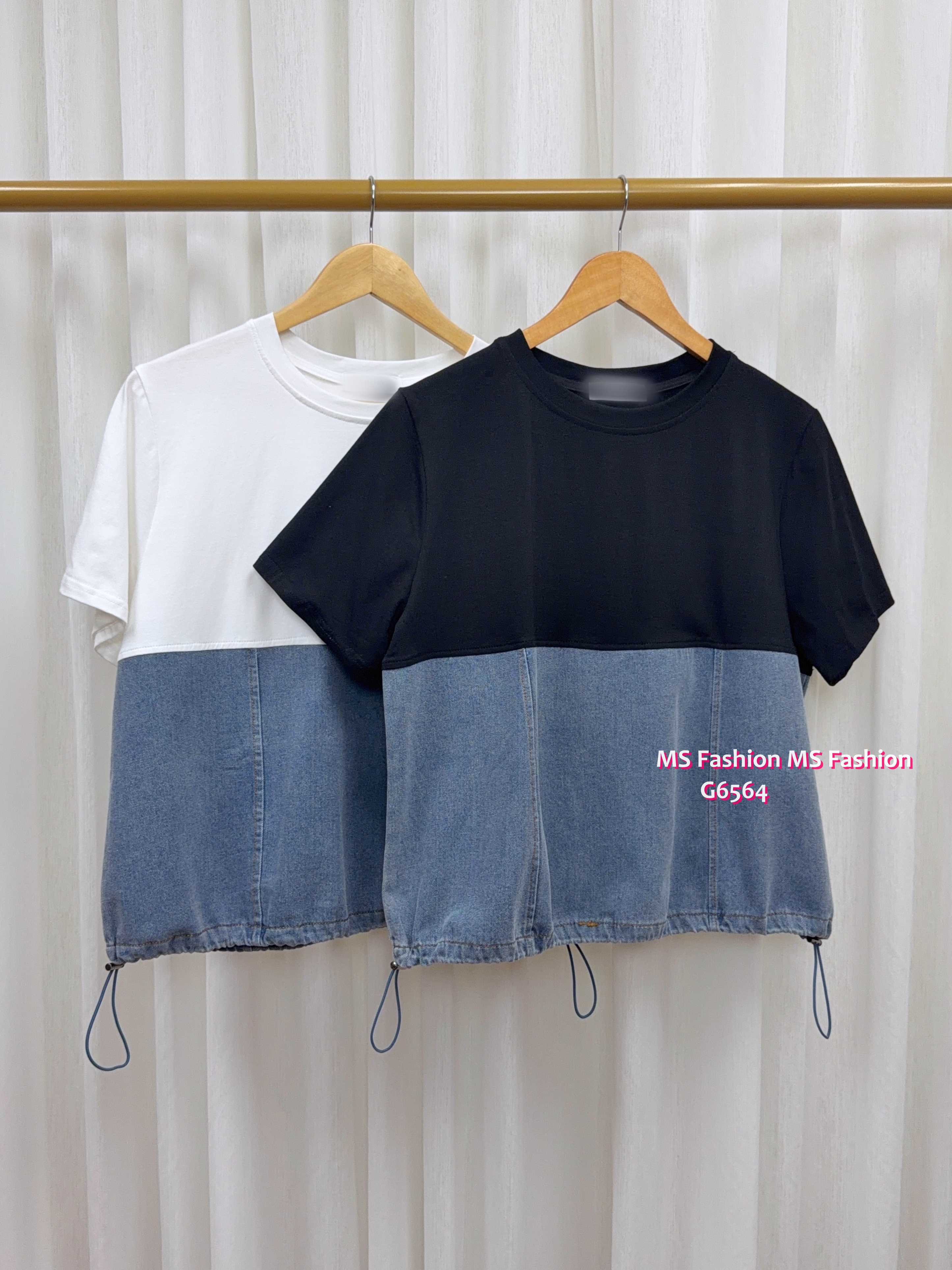 G6564 牛仔拼布top