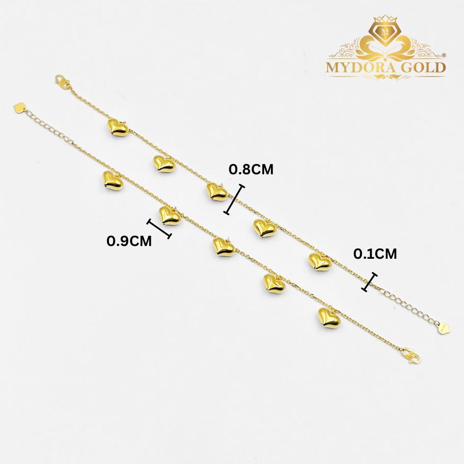 MYDORA Rantai Tangan Sauh Gantung 5 Mini Love Licin l EMAS 916/22K