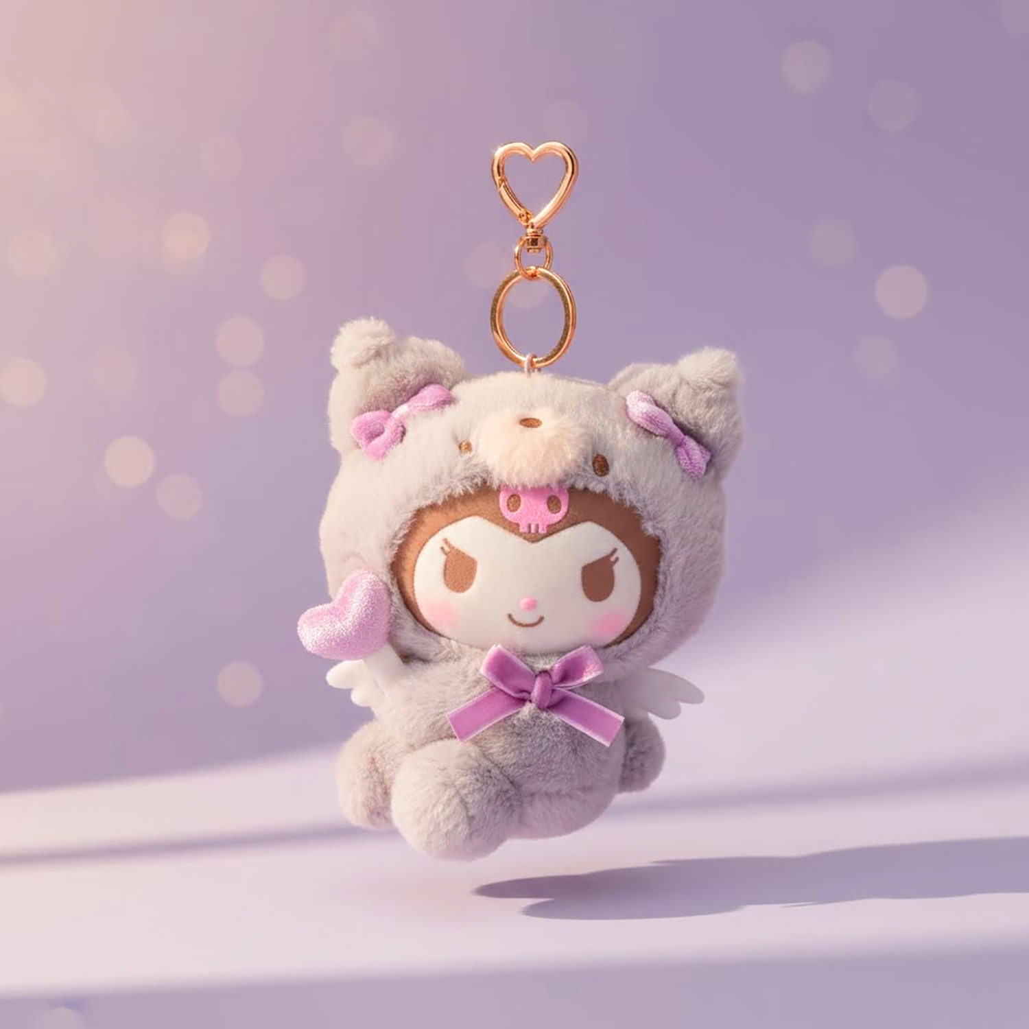 Sanrio - 公仔掛飾 (淺紫色毛毛Kuromi款)