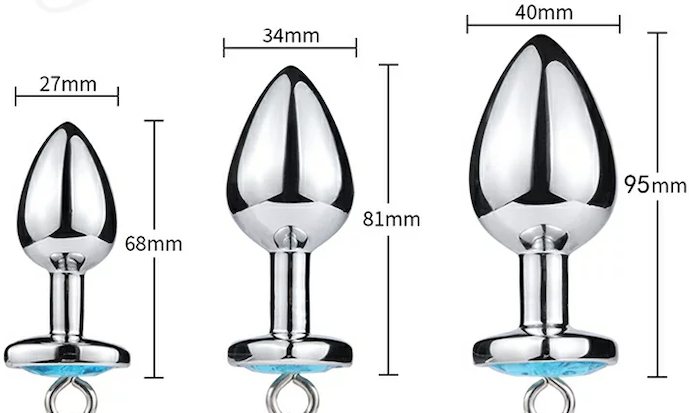 小鈴鐺拉扣環白鑽金屬肛塞