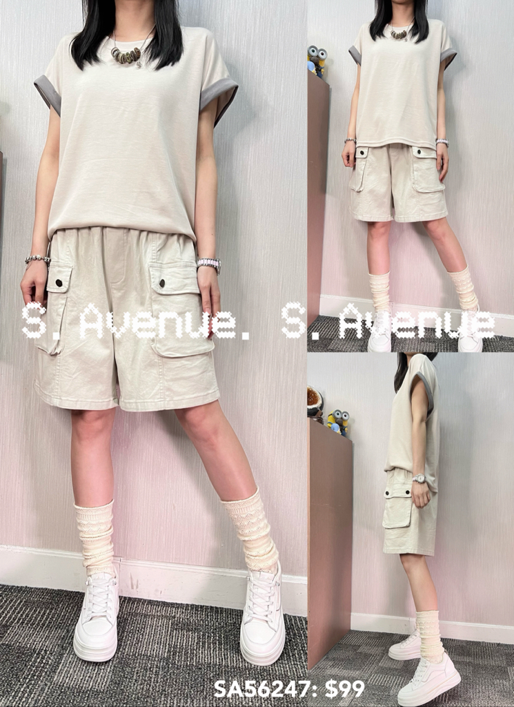 SA56247: 撞色袖淨色tee