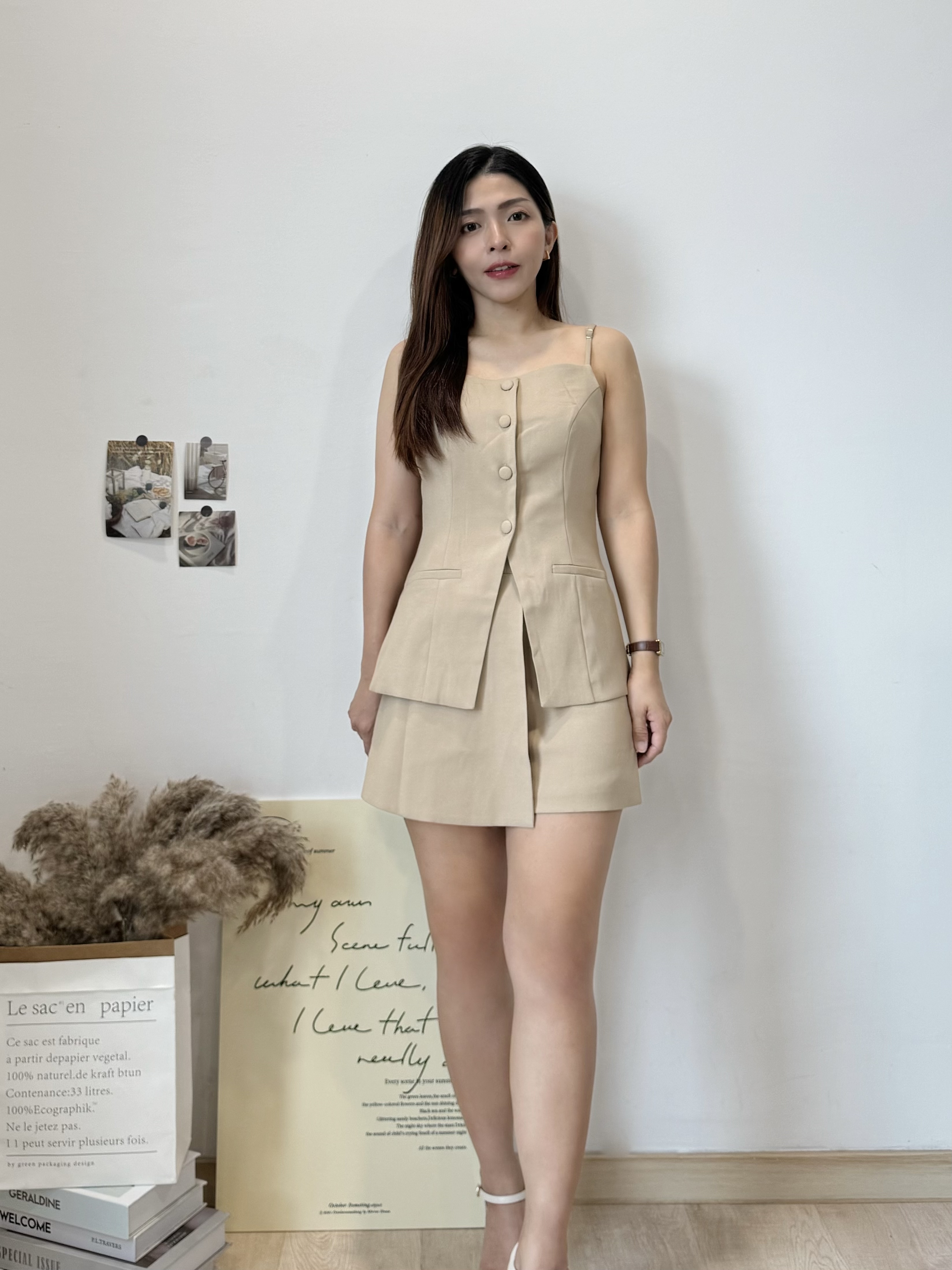 French Tailored Cami Set 法式收腰吊带西装裤裙套装 ( 3 colours )