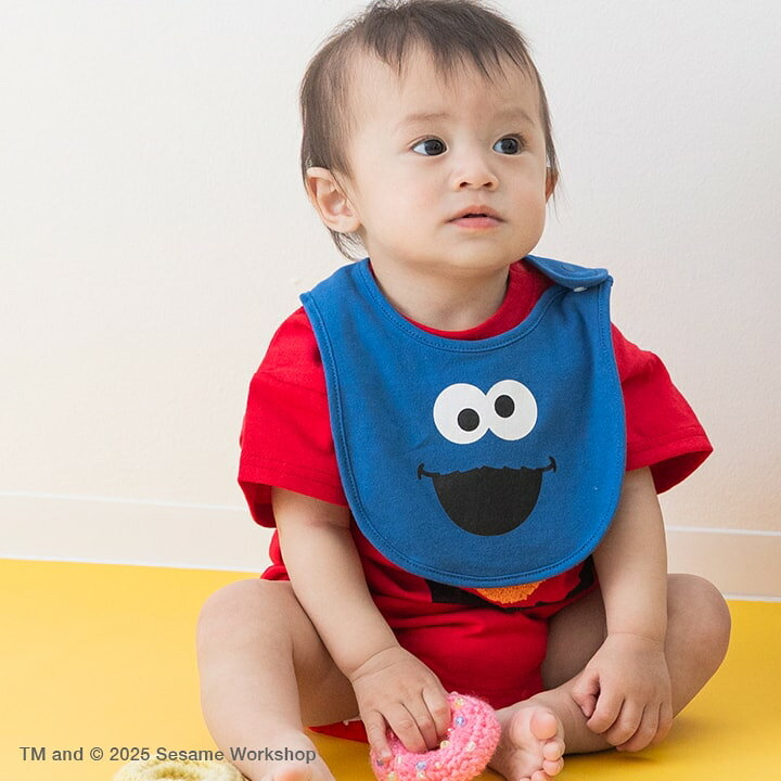 🇯🇵預訂 日本直送🇯🇵芝麻街印花純棉口水巾圍兜兩件套