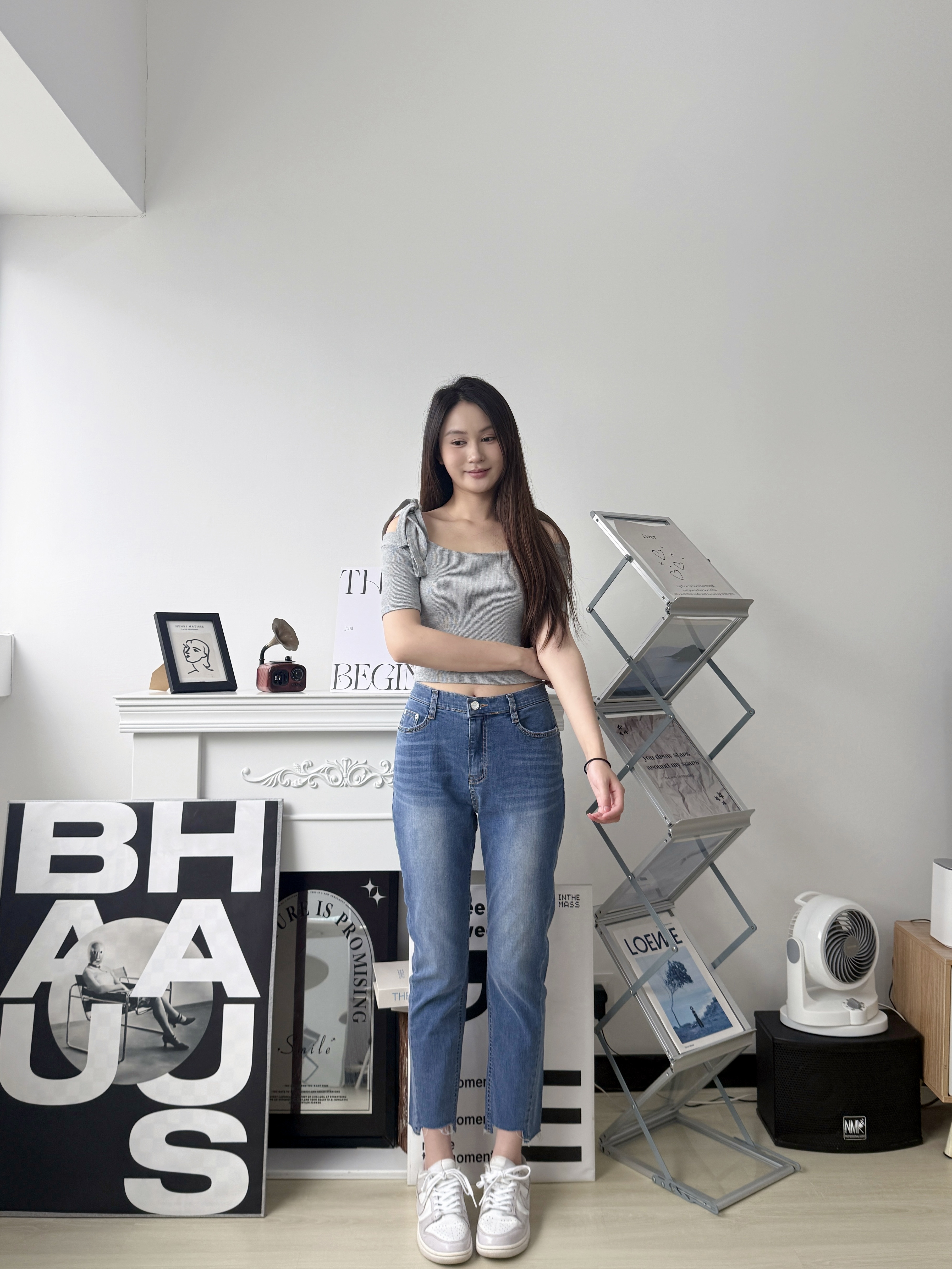 🇰🇷一字領綁帶Top (藕粉色)