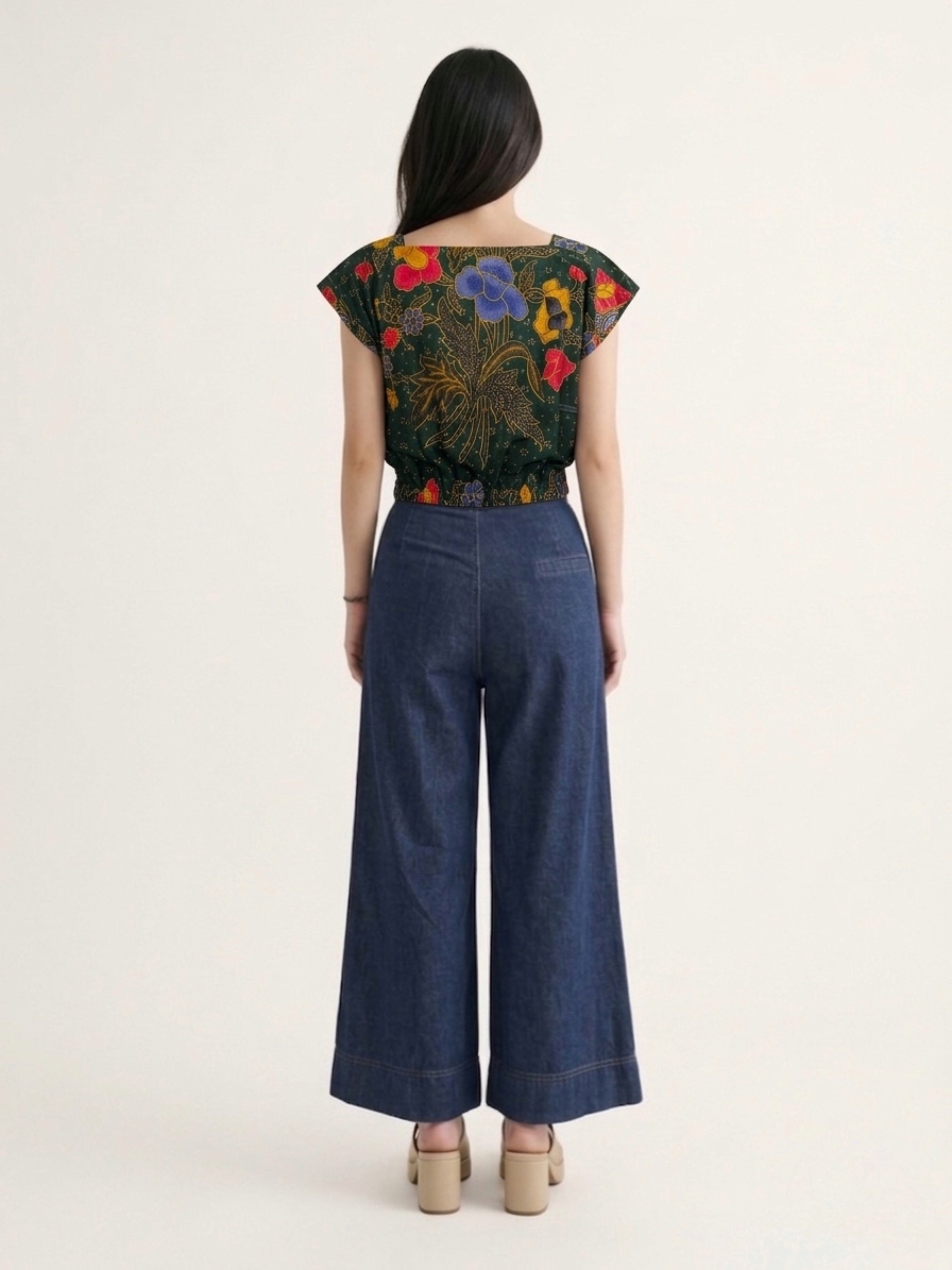 T3373 - Batik Square Neck Crop Top