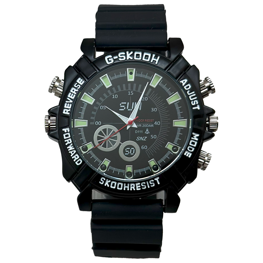 1080P 黑色橡膠運動手錶造型微型針孔攝影機/影音記錄器 SUN黑 (64G)