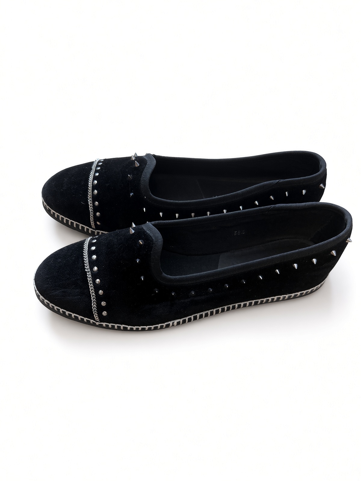［Preloved] New Giuseppe Zanotti navy velvet studded flats