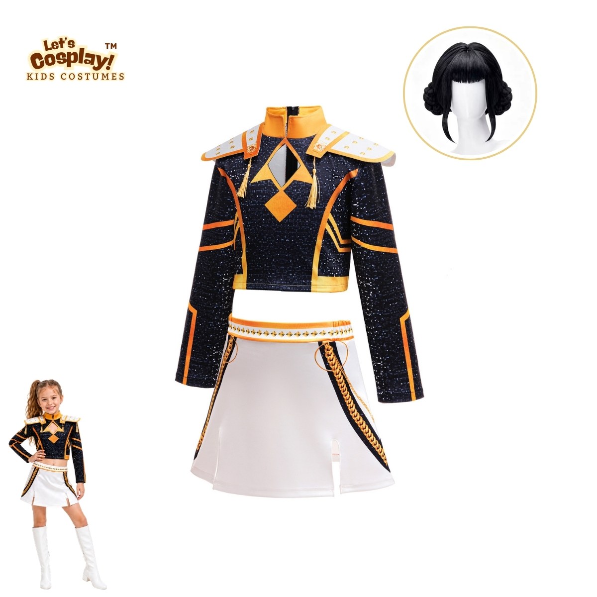 Demon hunters costume kid Zoey 黑金 Cosplay服裝 女童Kpop舞台表演角色造型套裝 Lets Cosplay cos1153