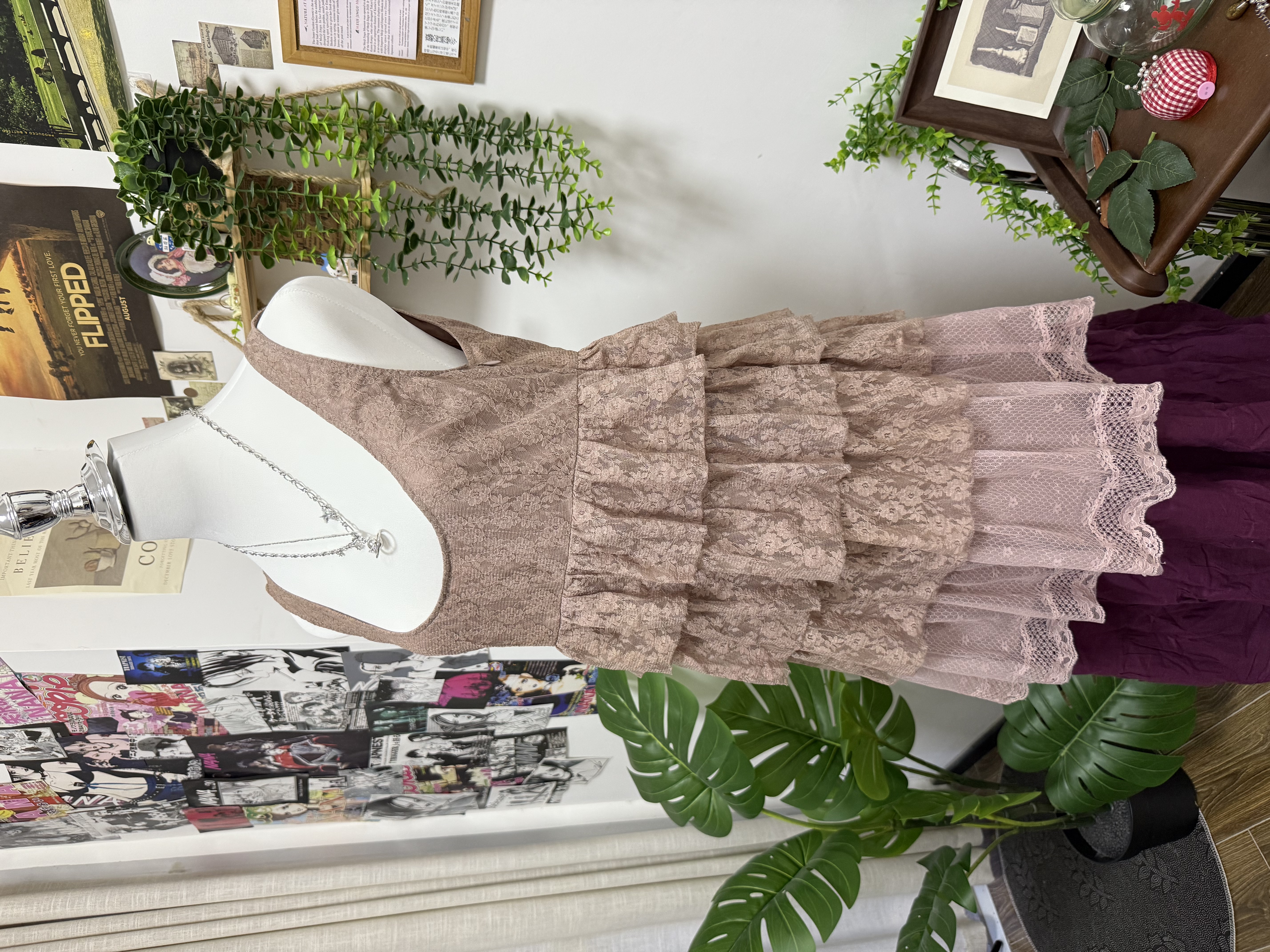 Pink Three-Layer Lace Outerwear