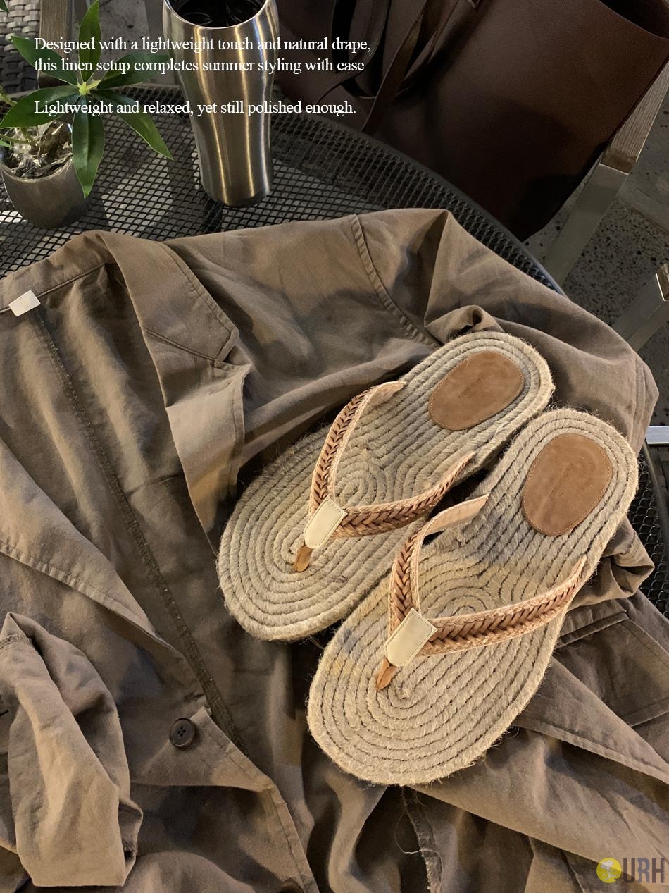 【100%保證韓國直送】韓國高端選品：Natural編織工藝草編麻底人字拖 Flip-Flops 🩴 [1 color] RL115001