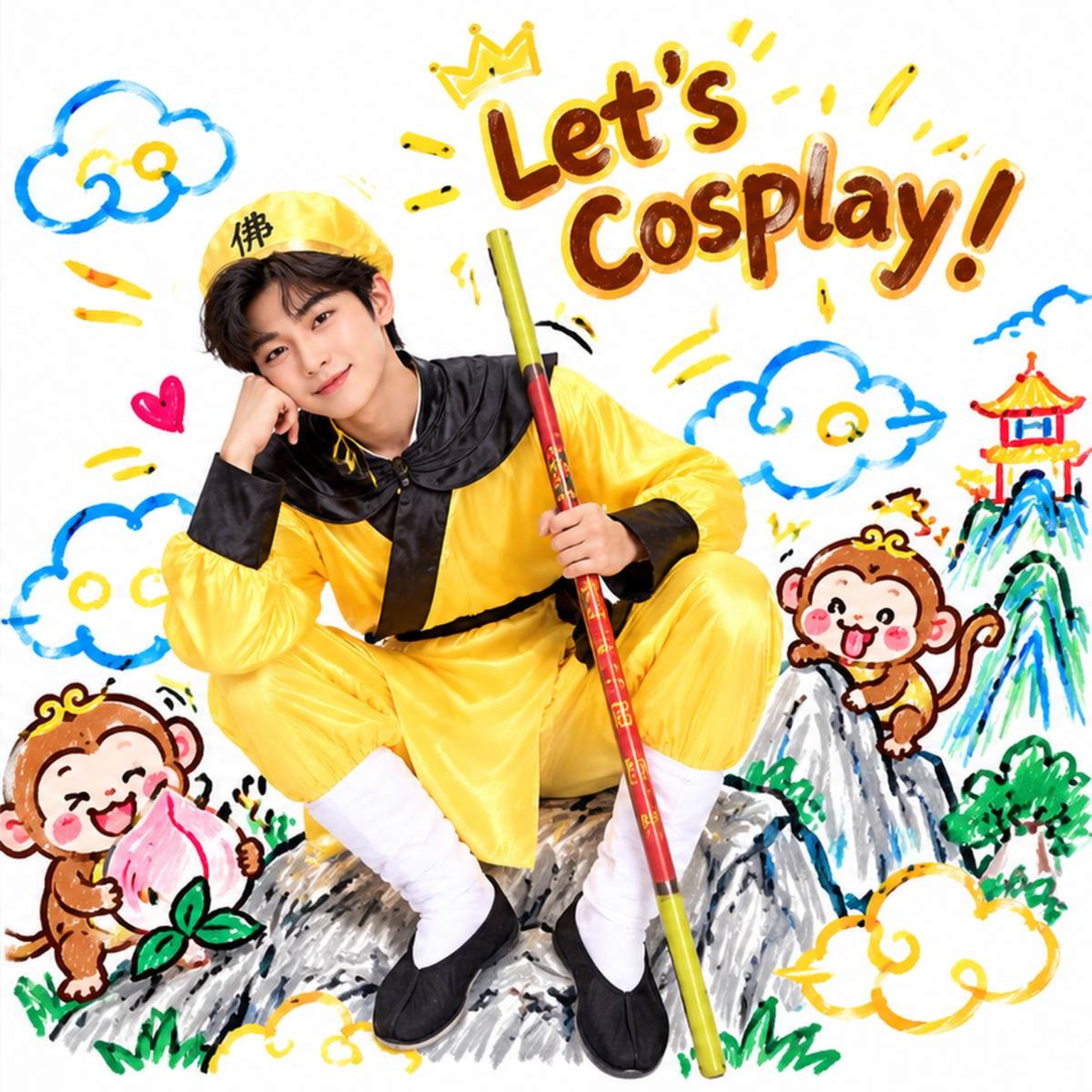 成人西遊記孫悟空齊天大聖Cosplay表演服裝,香港現貨Lets Cosplay COS4124
