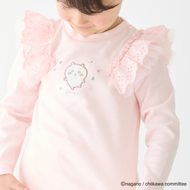 🇯🇵預訂 日本直送🇯🇵 Petit Main x Chiikawa系列三色人物刺繡貼花蕾絲花邊長袖上衣