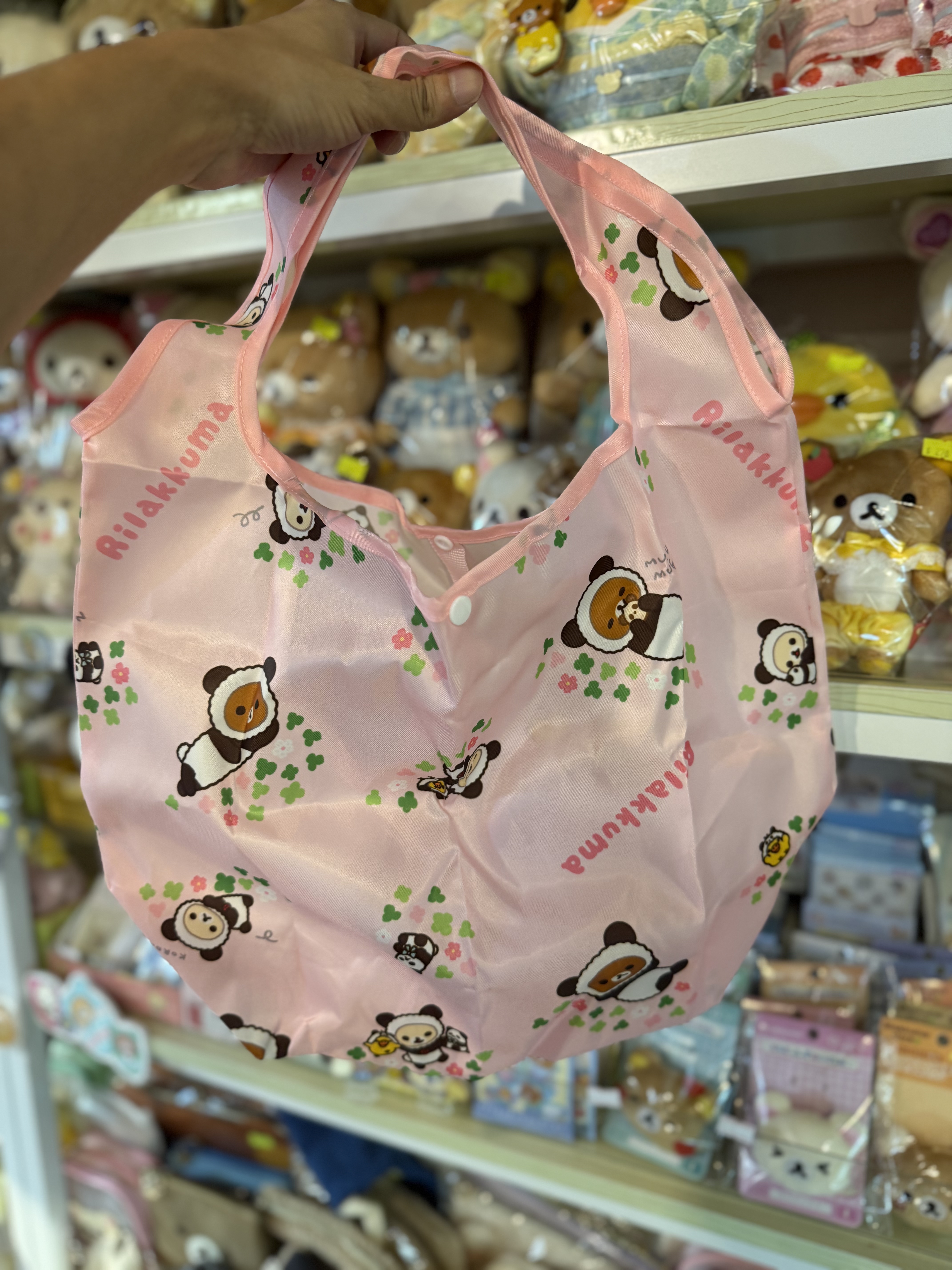 《現貨》全新日本限定Rilakkuma 熊貓造型公仔型環保袋連頭型環保收納袋