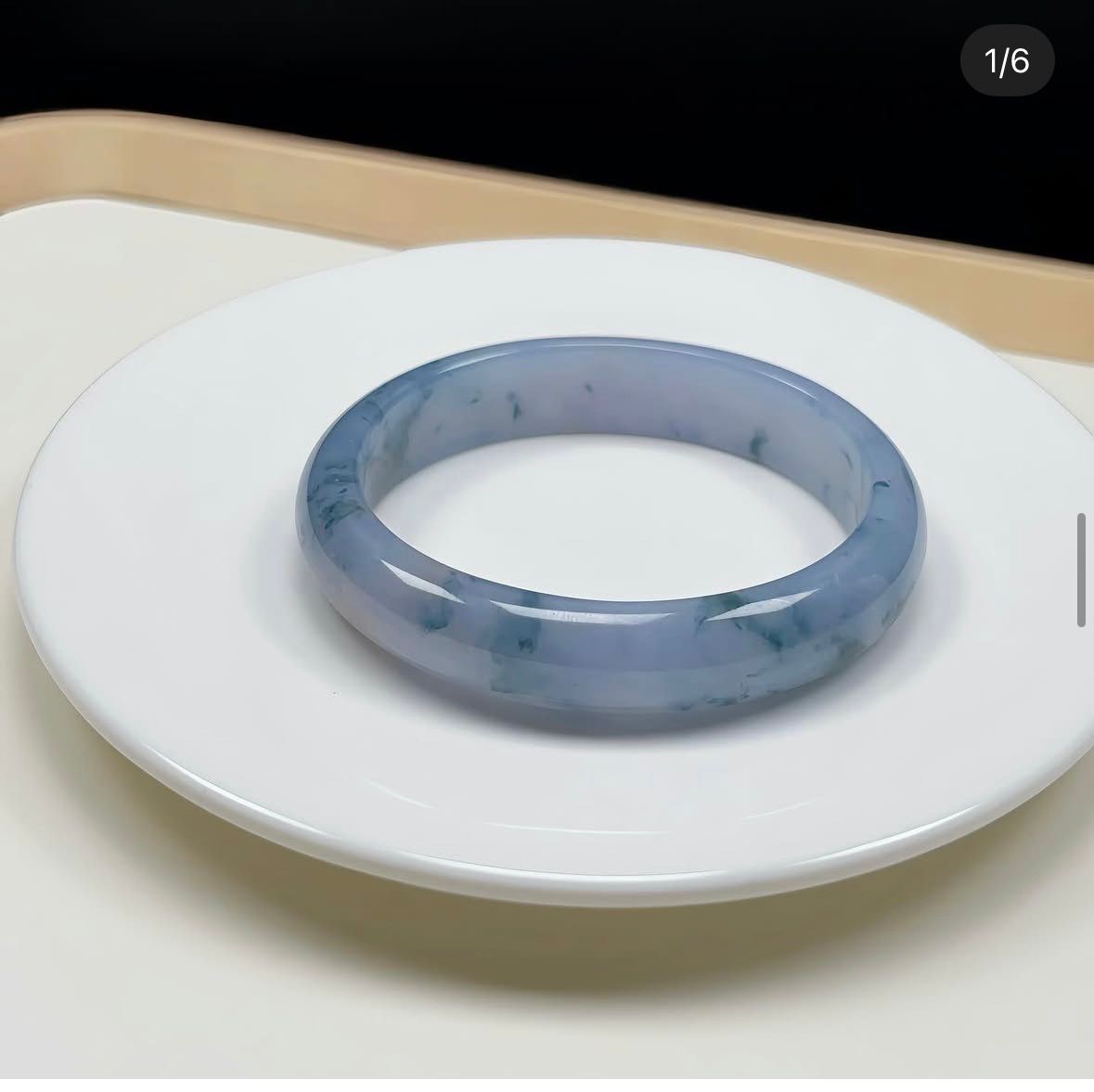 54.5mm 冰紫飄綠花翡翠貴妃鐲（附送香港鑑定證書）