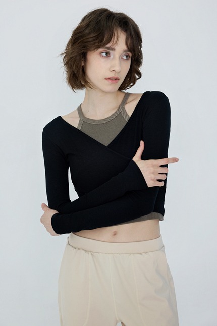 【Two-way wear】預購_DEVI-T0041 Curve Wrap Crop Top by Devi wear