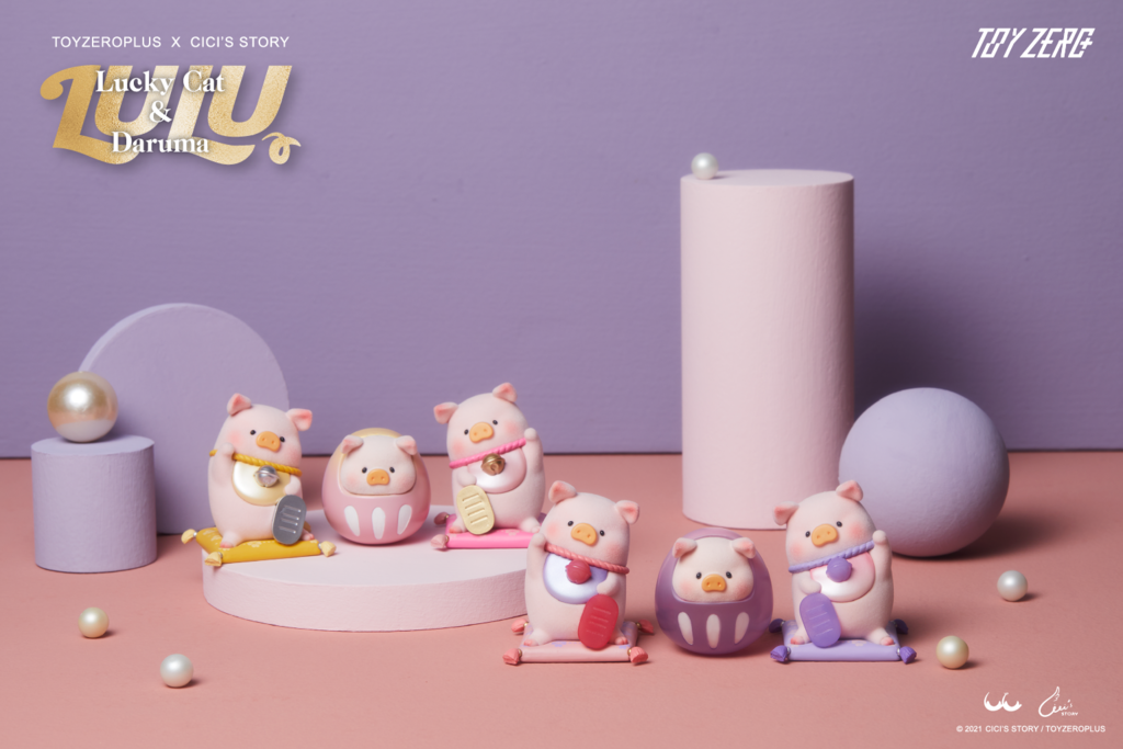 香港 TOYZEROPLUS LuLu豬 Lucky Cat& Daruma 招財貓 達摩