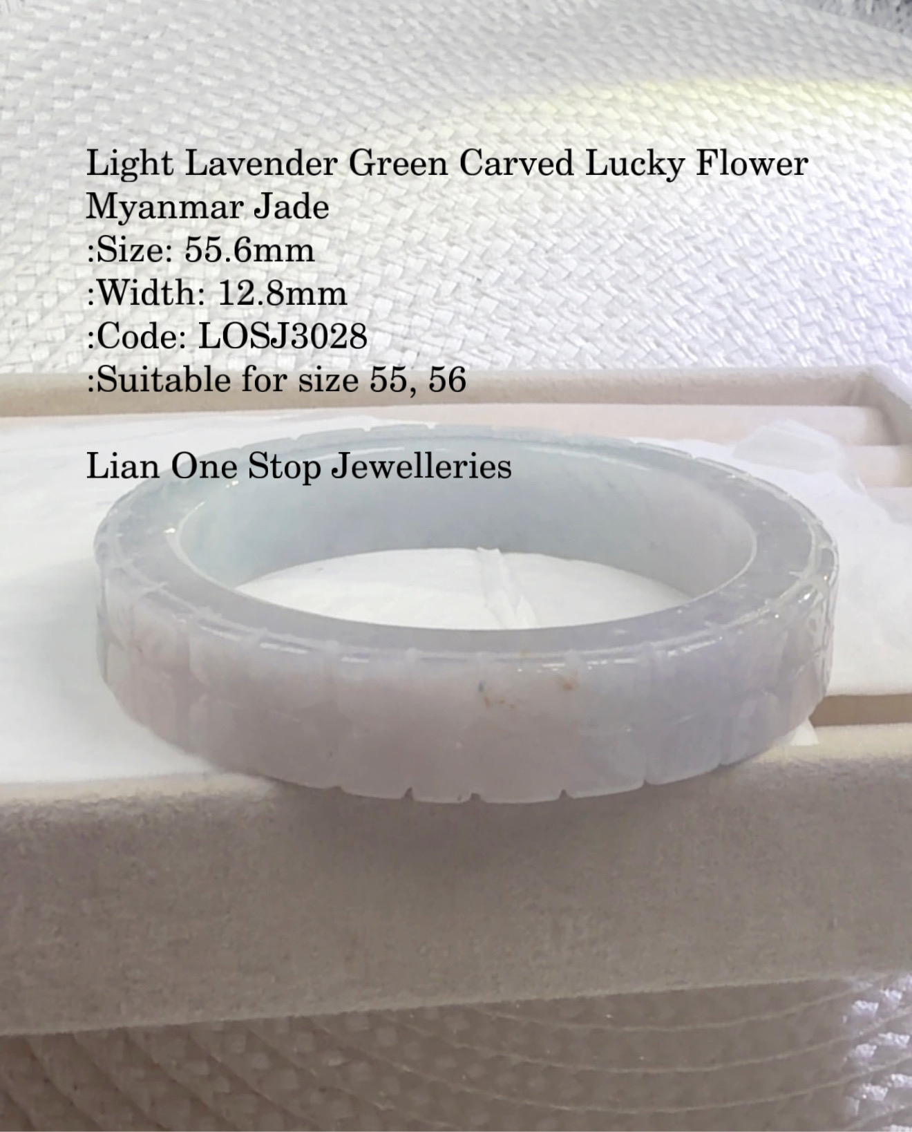 5.56cm Code: LOSJ3028 Light Lavender Green Carved Lucky Flower Myanmar Jade 