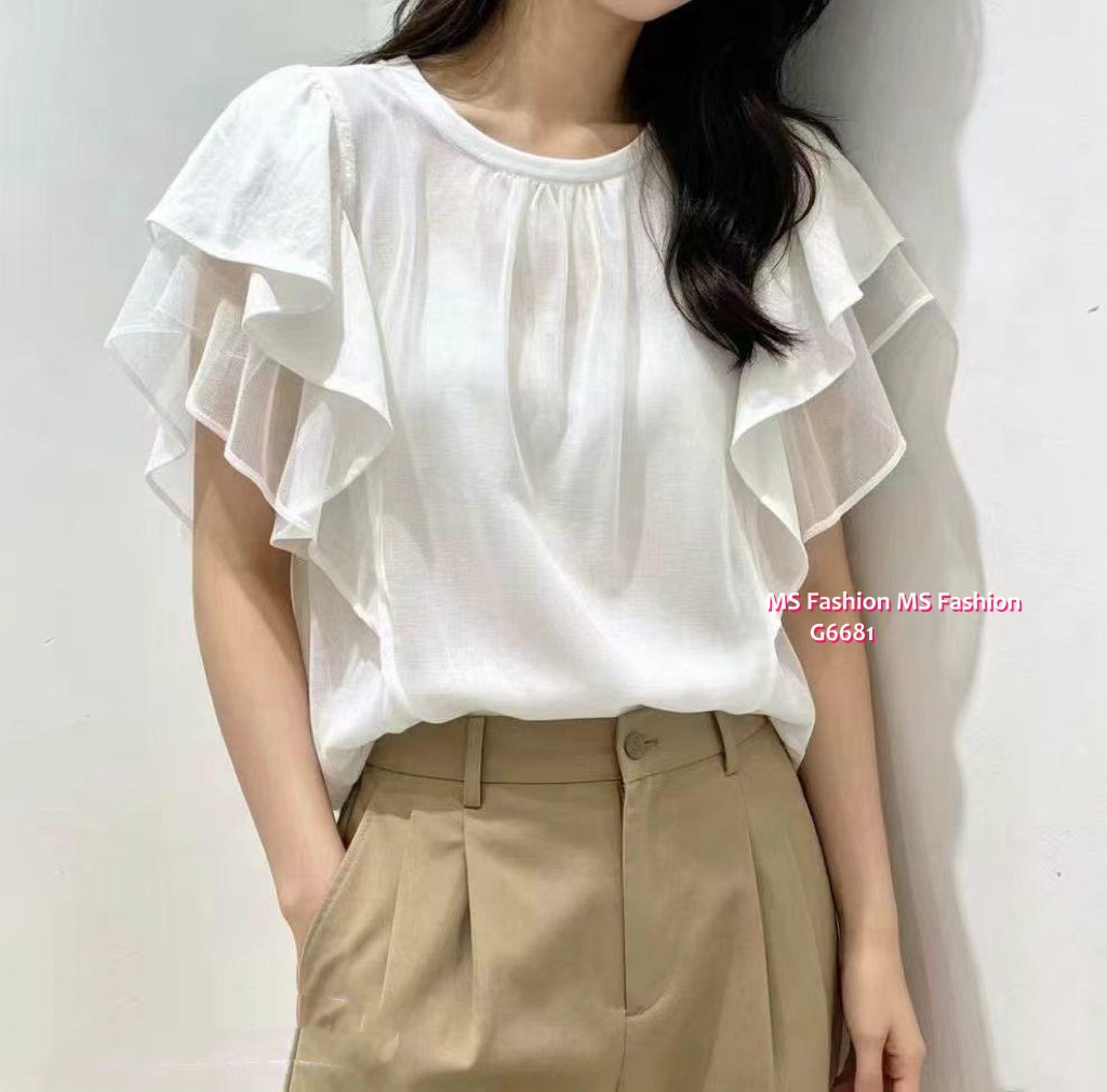 G6681 ruffle袖紗top