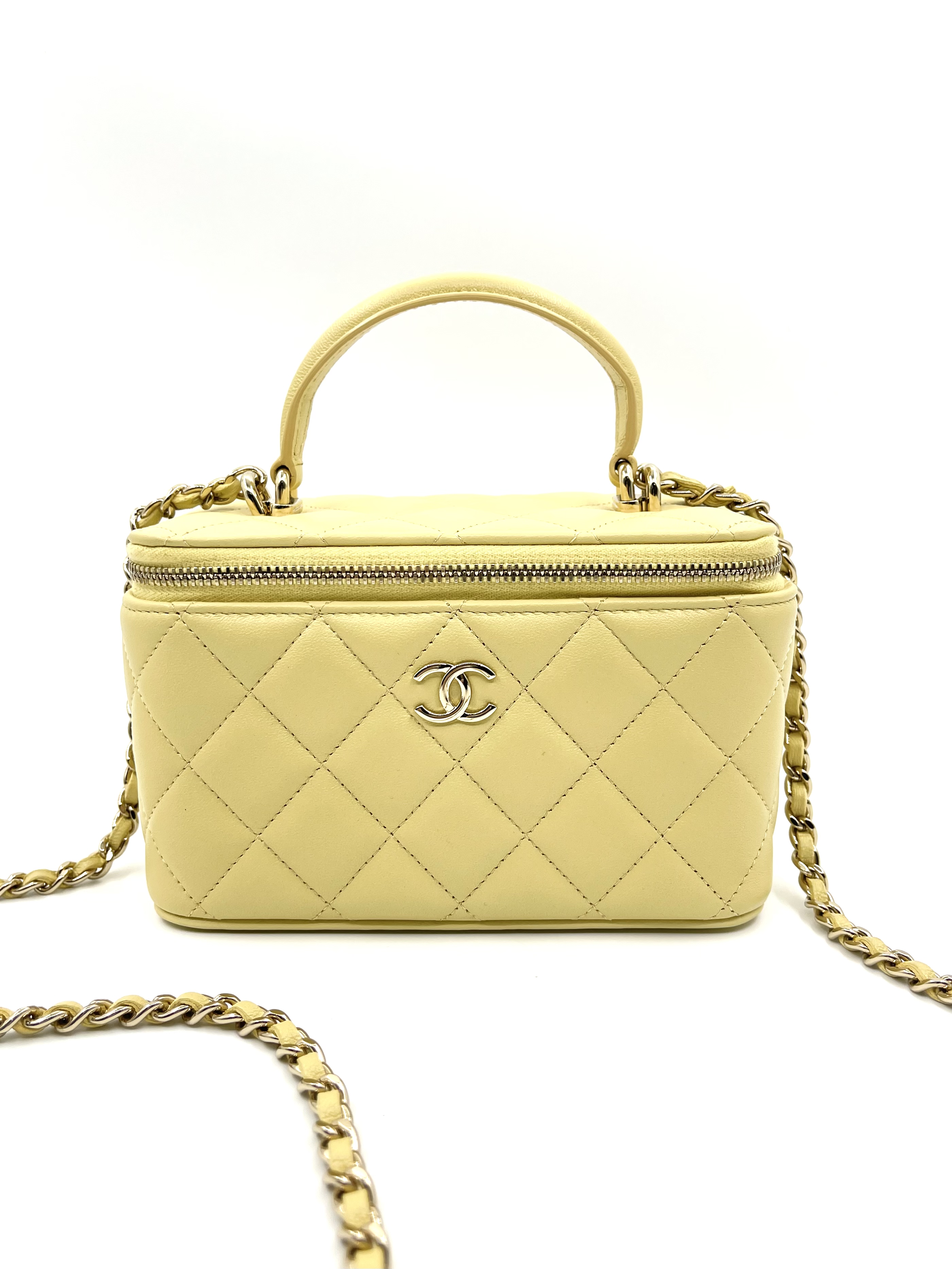Pre-owned Chanel long vanity box with chain //yellow / 產品編號： 2471602