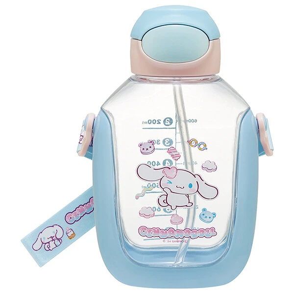 Skater 透明彈蓋吸管水樽附背帶 530ml