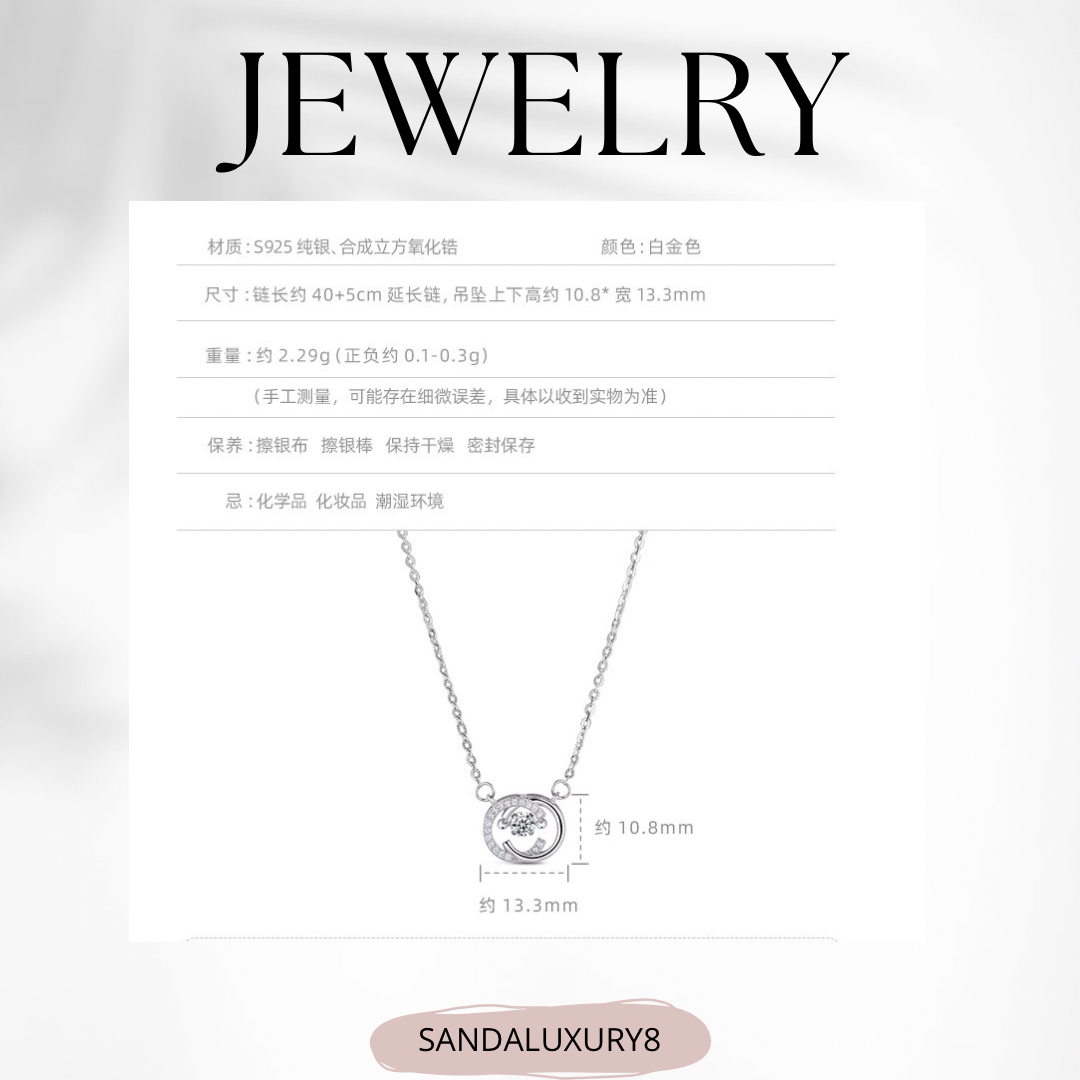 Delicate Silver Necklace with Sparkling Cubic Zirconia Pendant