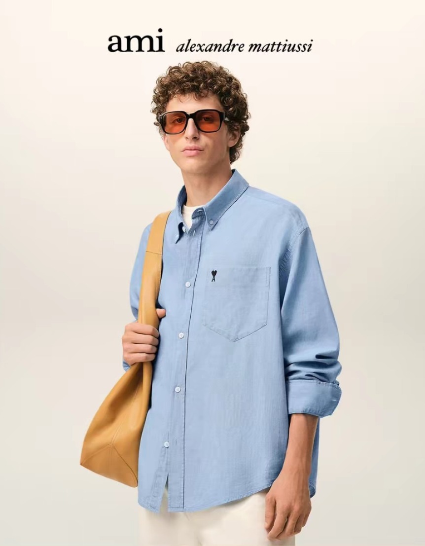 Ami 口袋刺繡小愛心長袖恤衫