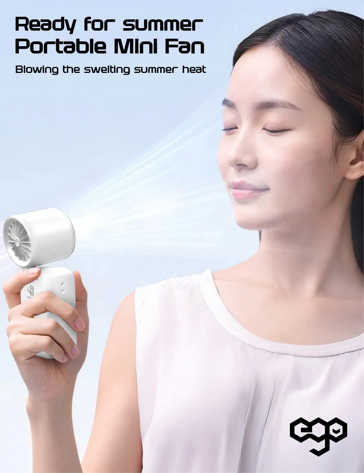 香港行貨 一年保養 ego HyFreeze2 Mini 迷你製冷風 16小時長氣 / 1.6萬轉風壓 / 動態LED顯示 / 可調角度 / 無極調整風速