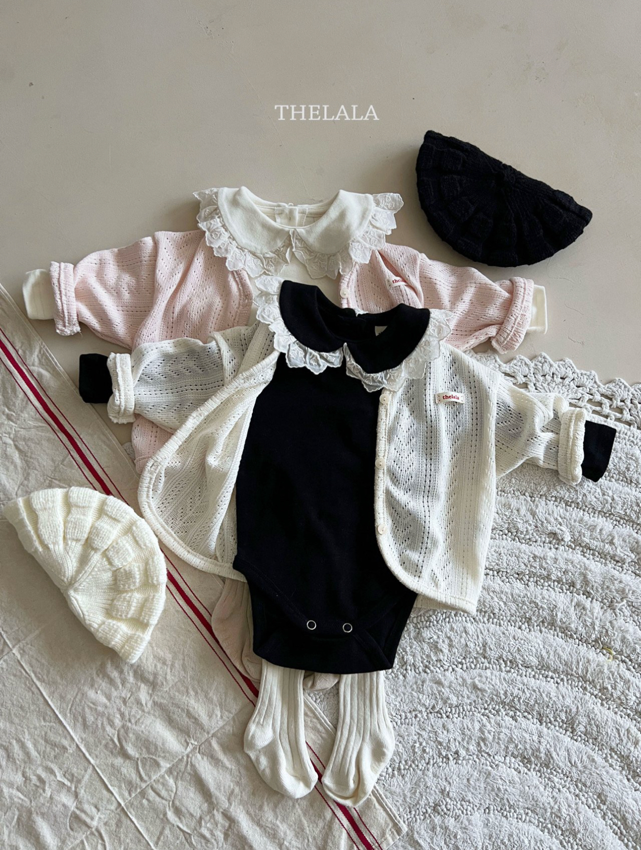 🌸預訂 韓國直送🌸🇰🇷THELALA三色輕薄標籤通花開襟外套