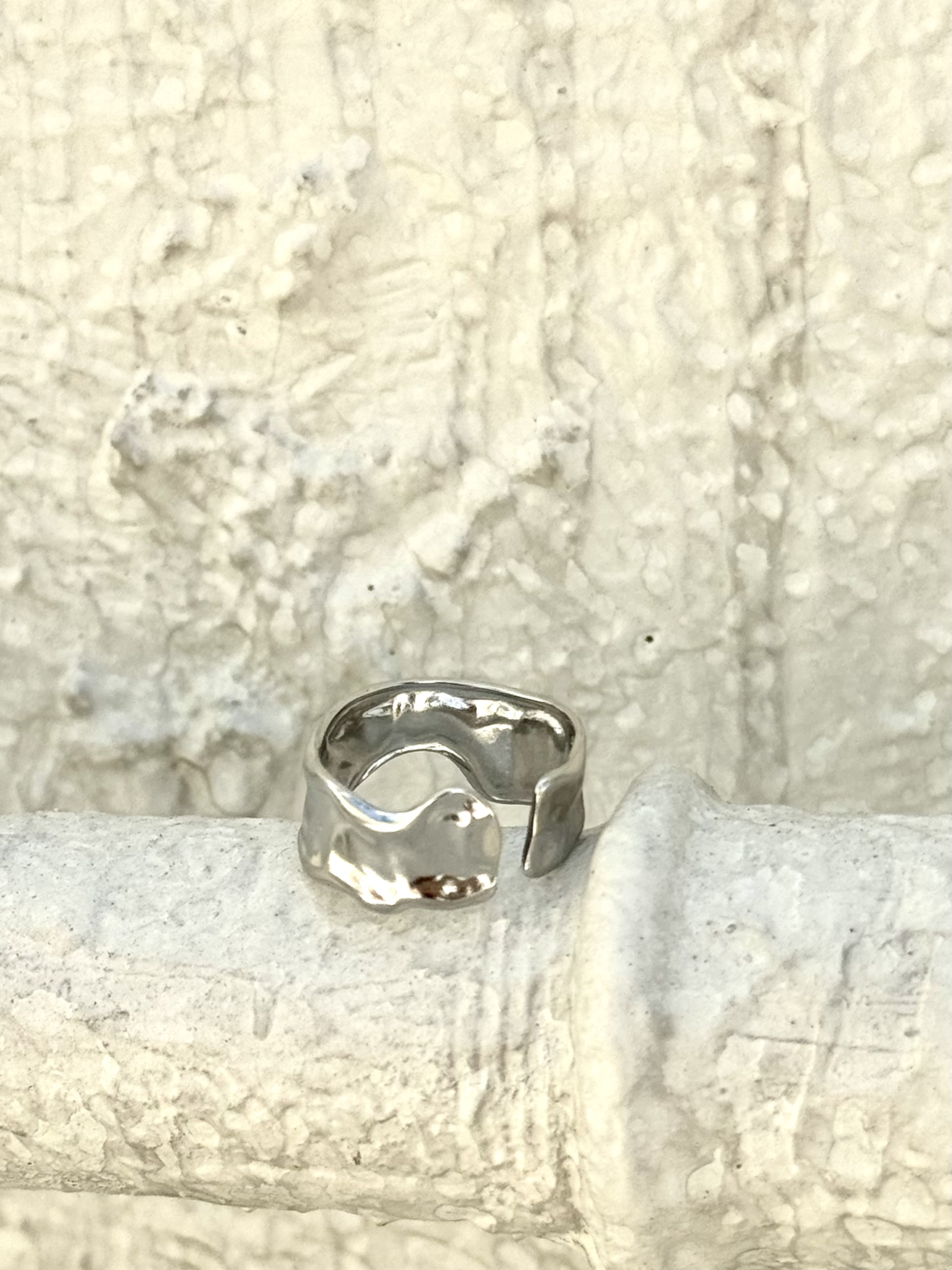 Sliver irregular stainless ring