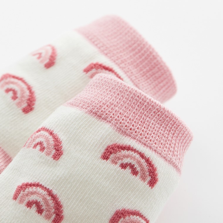 部分現貨💚預訂 台灣直送💚兩色可愛提花防滑中筒襪三對裝