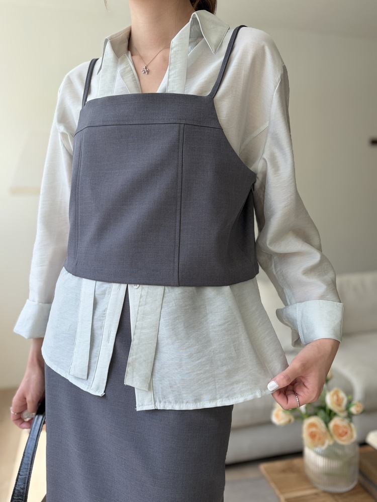 Colette Layered Cami Top (Charcoal)