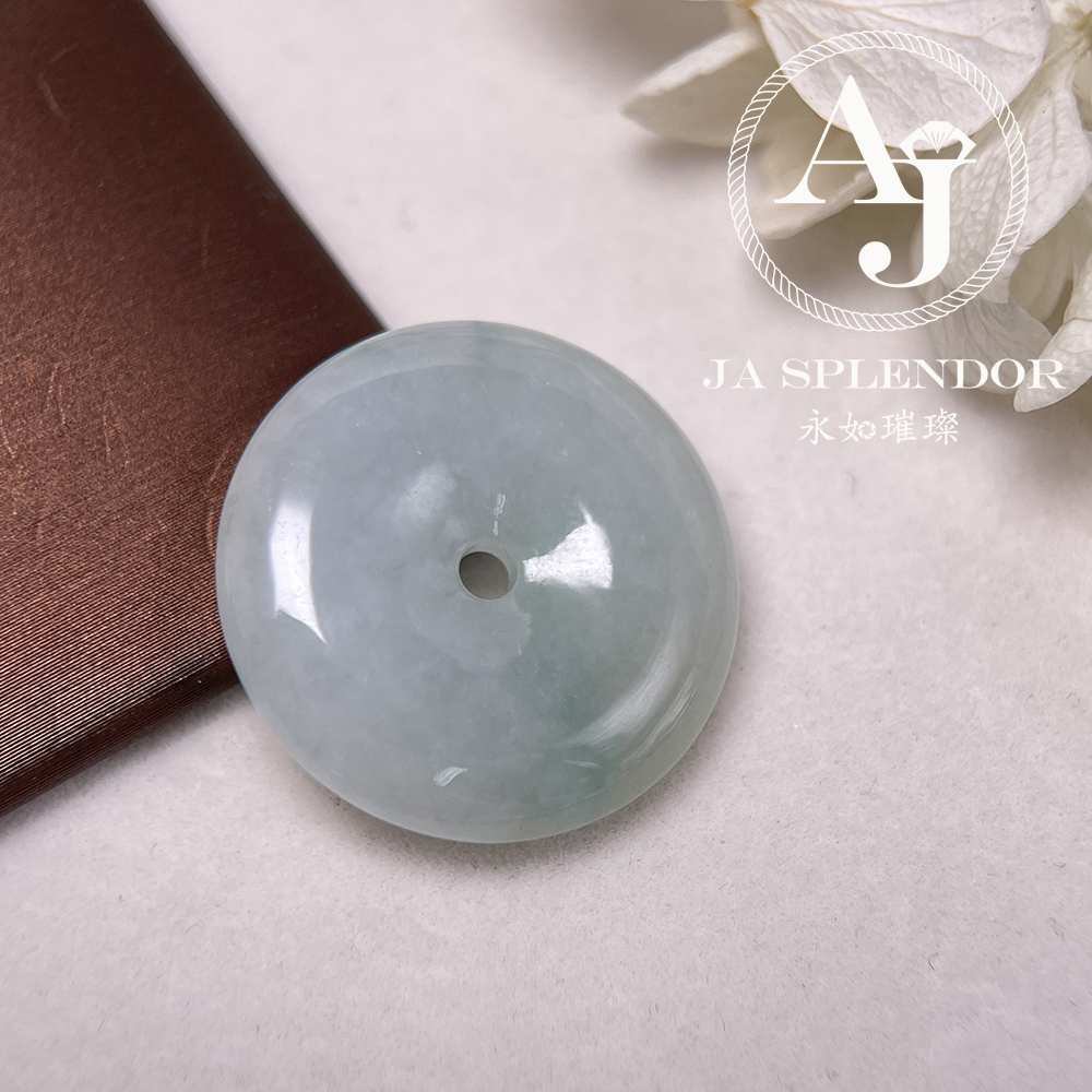 JN-184 天然翡翠A玉 冰潤飄綠平安扣