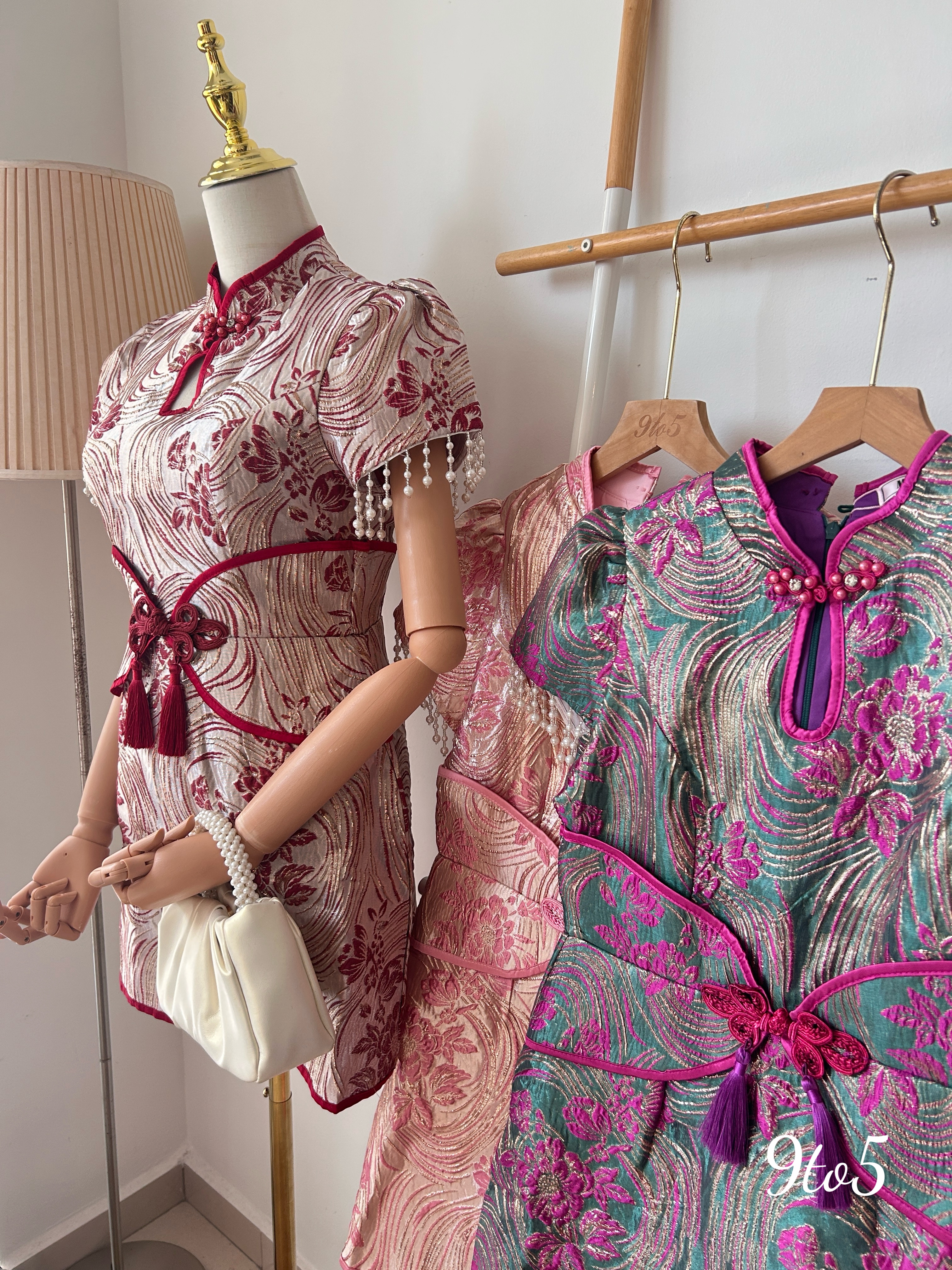 D2310 Floral Cheongsam Dress - 3 Colors