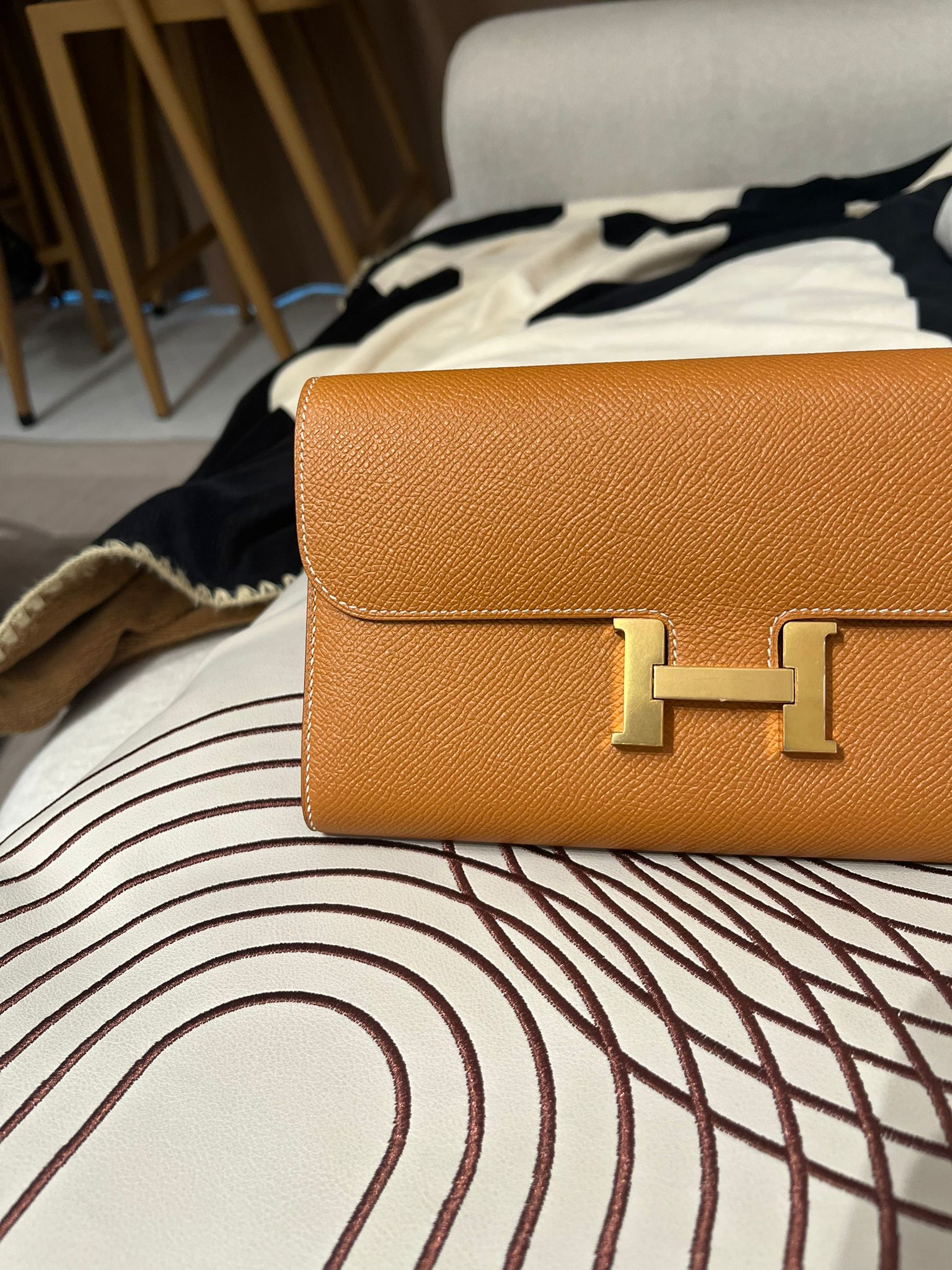 Hermes Constance Wallet Stamp X Gold 金金100%Authentic, 98%New ✅Box