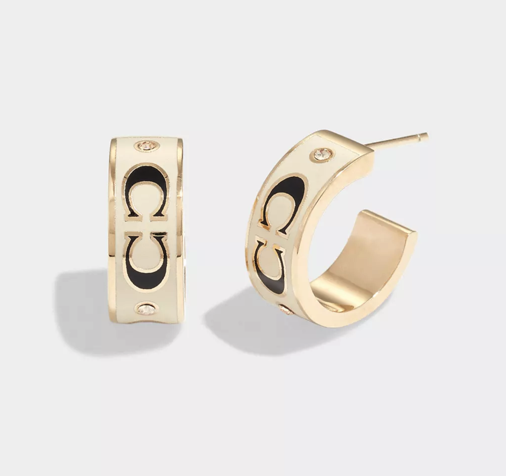 Coach Signature Enamel Huggie Earrings