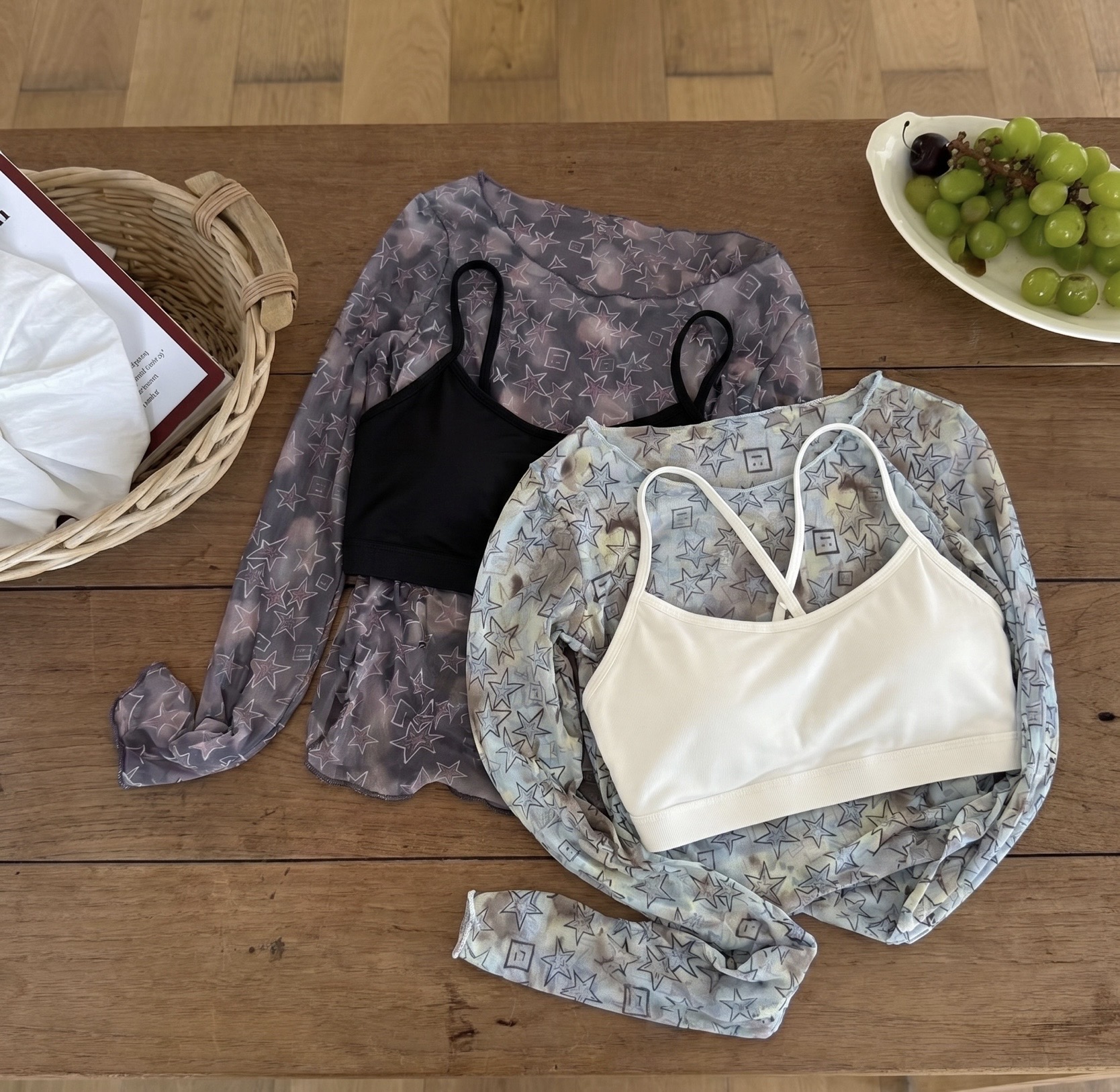 五角星印花两件套上衣 Star Print Two-Piece Top Set