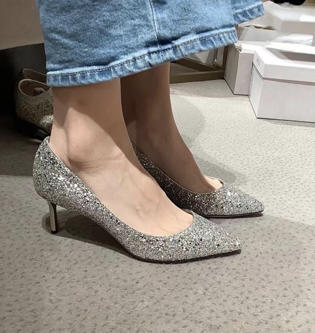 限時優惠✨最美婚鞋👰🏻‍♀️陽光下真的巨閃Bling bling   訂貨🍒JIMMYCHOO ROMY 60  Size 35.5/36/36.5/37/38.5/39/40  Color : Champagne