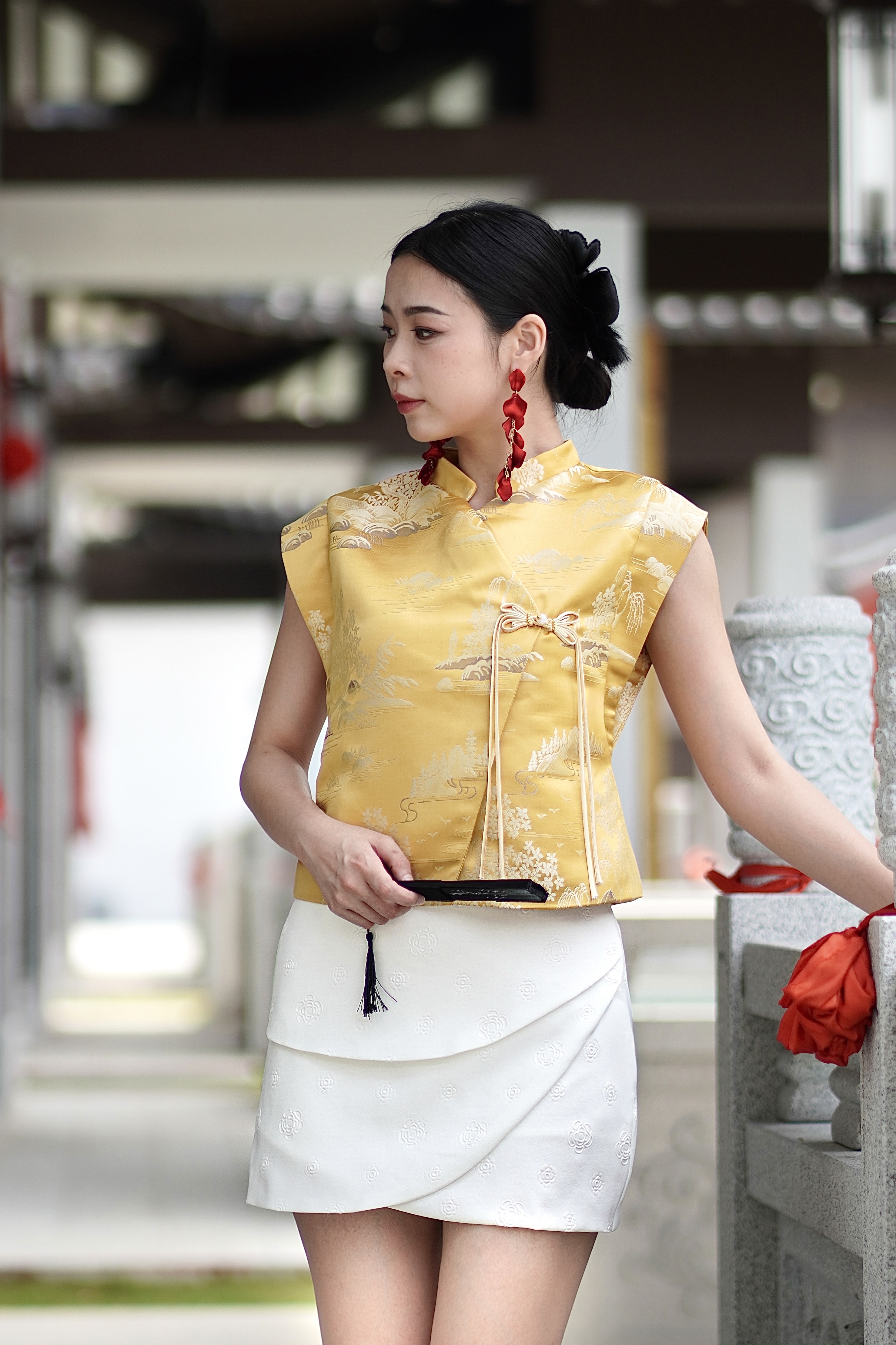 RB2003 Floral Emboss Wrap Skort